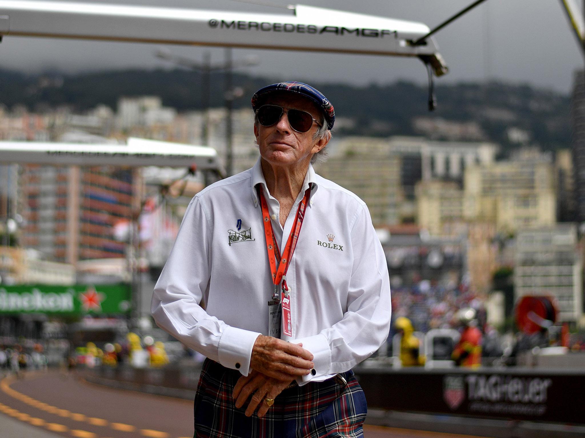 Jackie Stewart after a practice session ahead of the 2018 Monaco Grand Prix