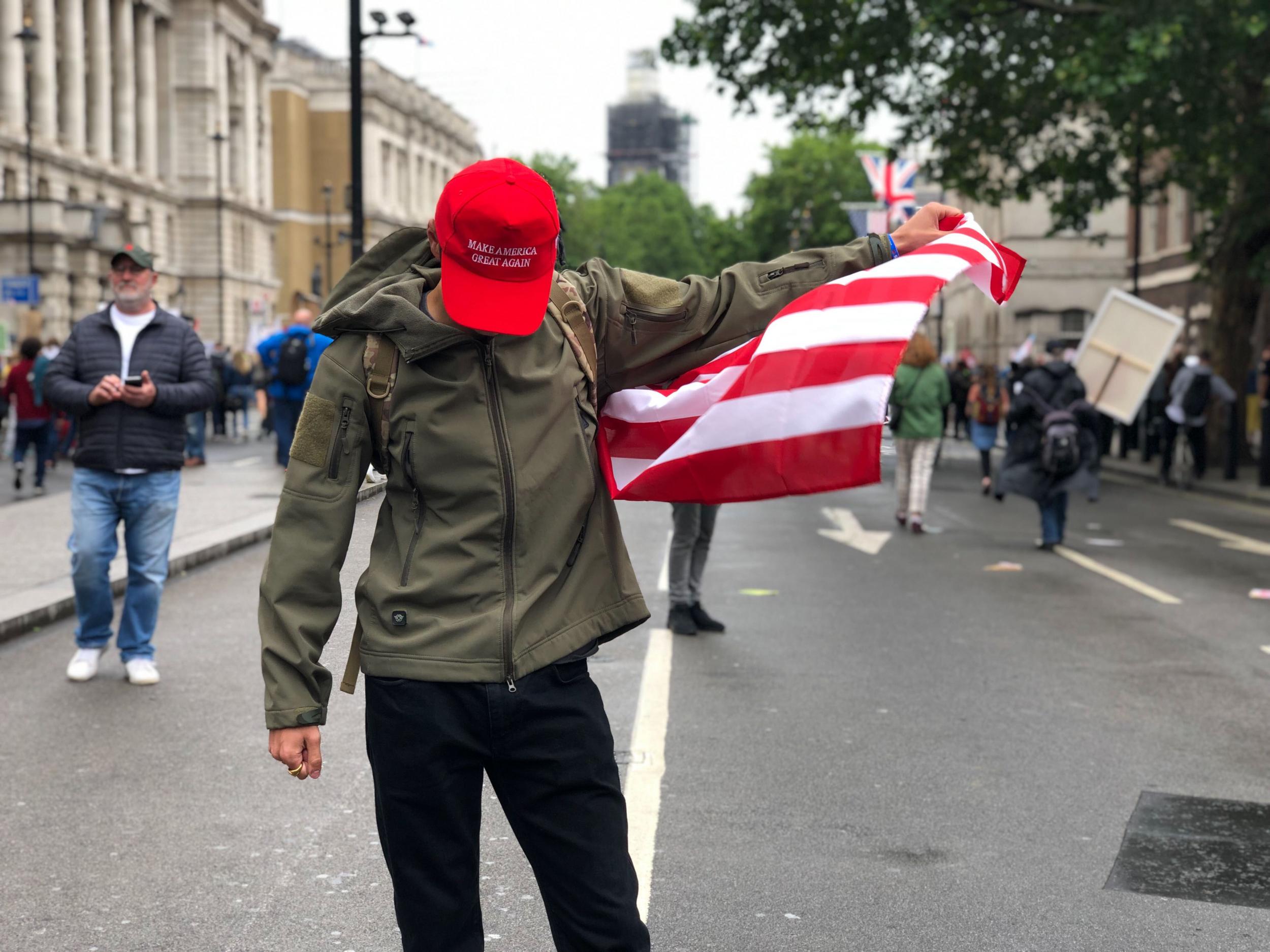 A MAGA supporter in central London