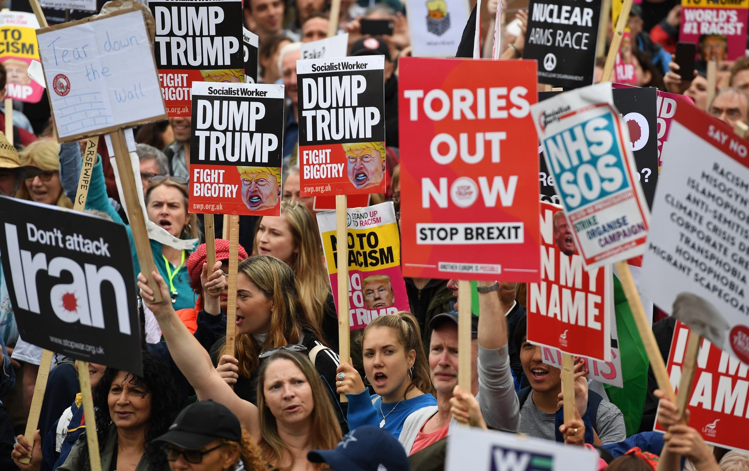 Anti-Trump protesters in Trafalgar Square