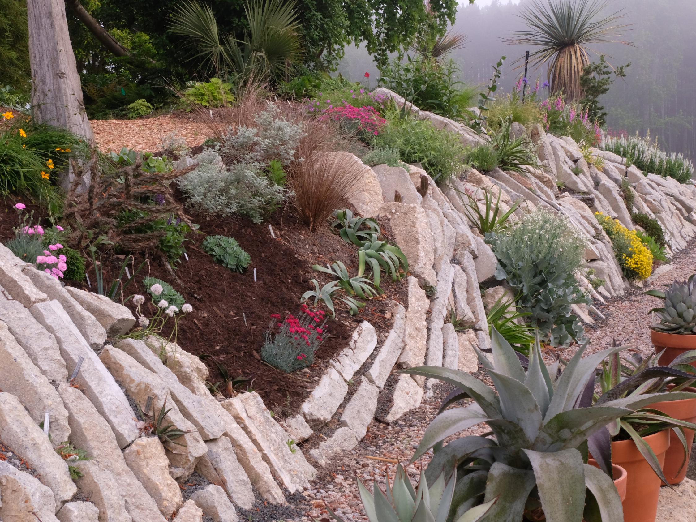 This garden is formed from 200 tons of recycled concrete, and allows the cultivation of rare plants