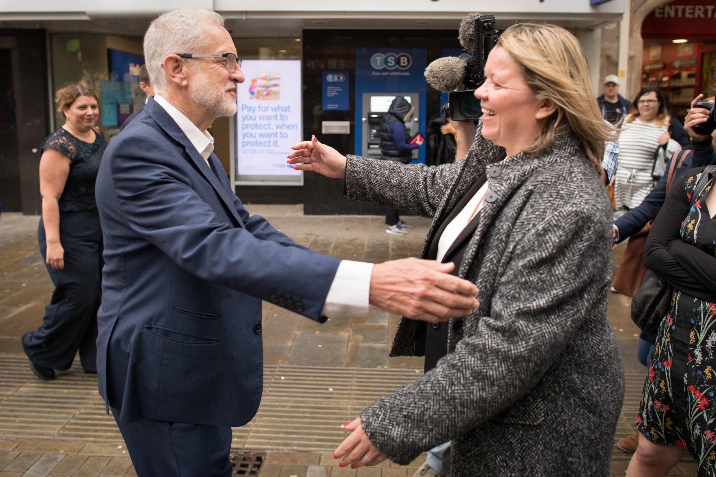 Mr Corbyn greets Ms Forbes with open arms