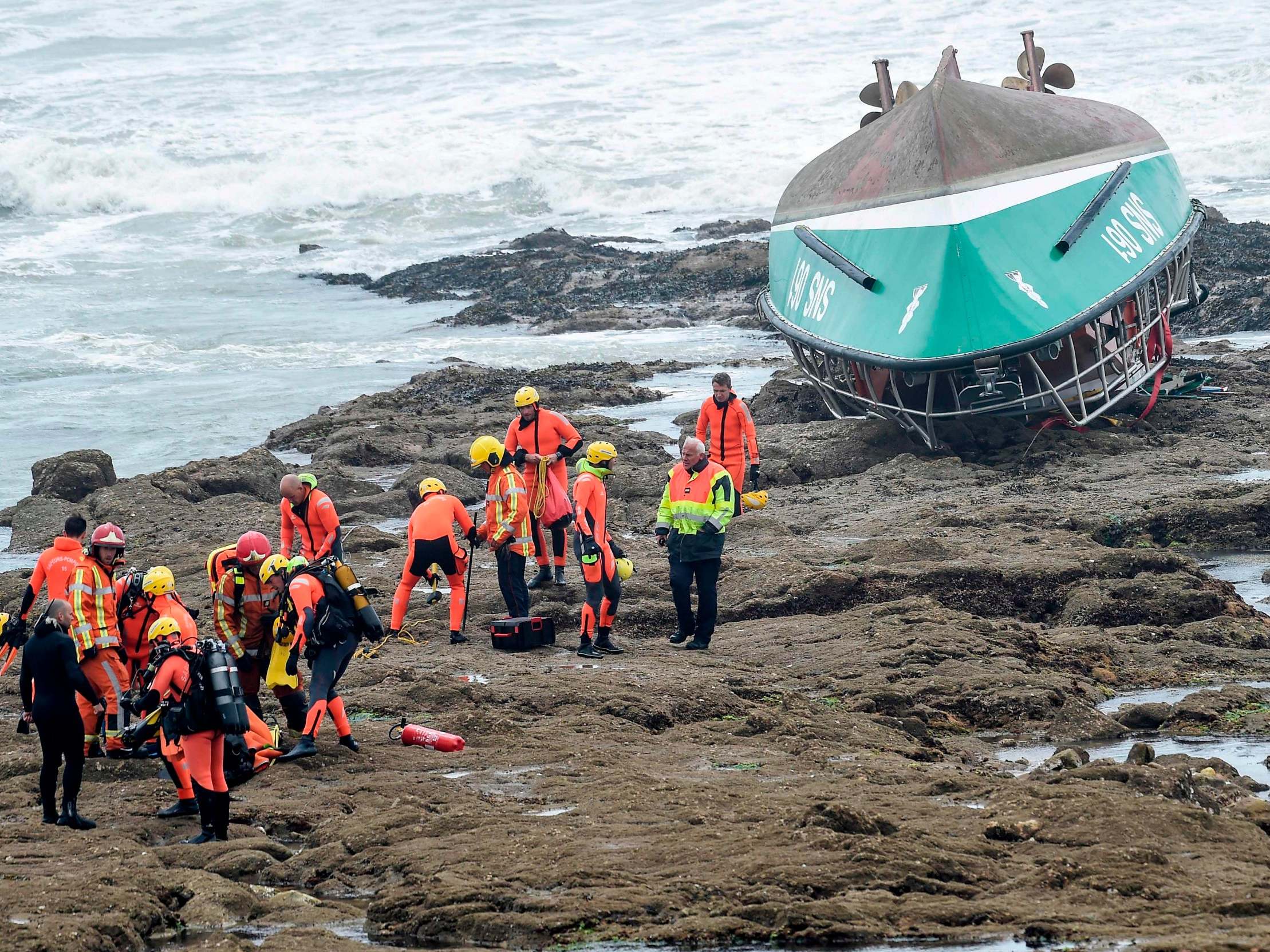 The National Society of Sea Rescue boat after it capsized