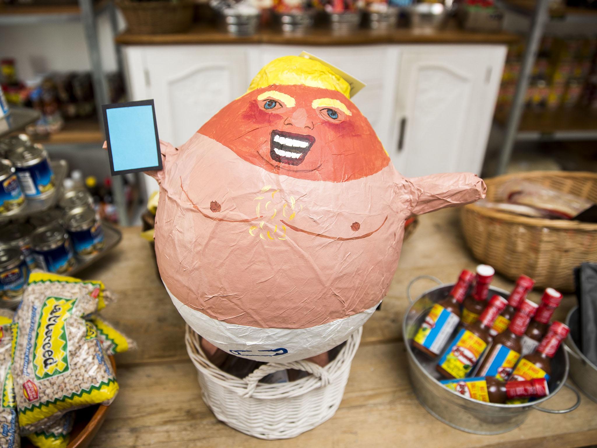 The pinatas resemble the Trump baby blimp which made its first appearance in Ireland on the second day of the US president's visit