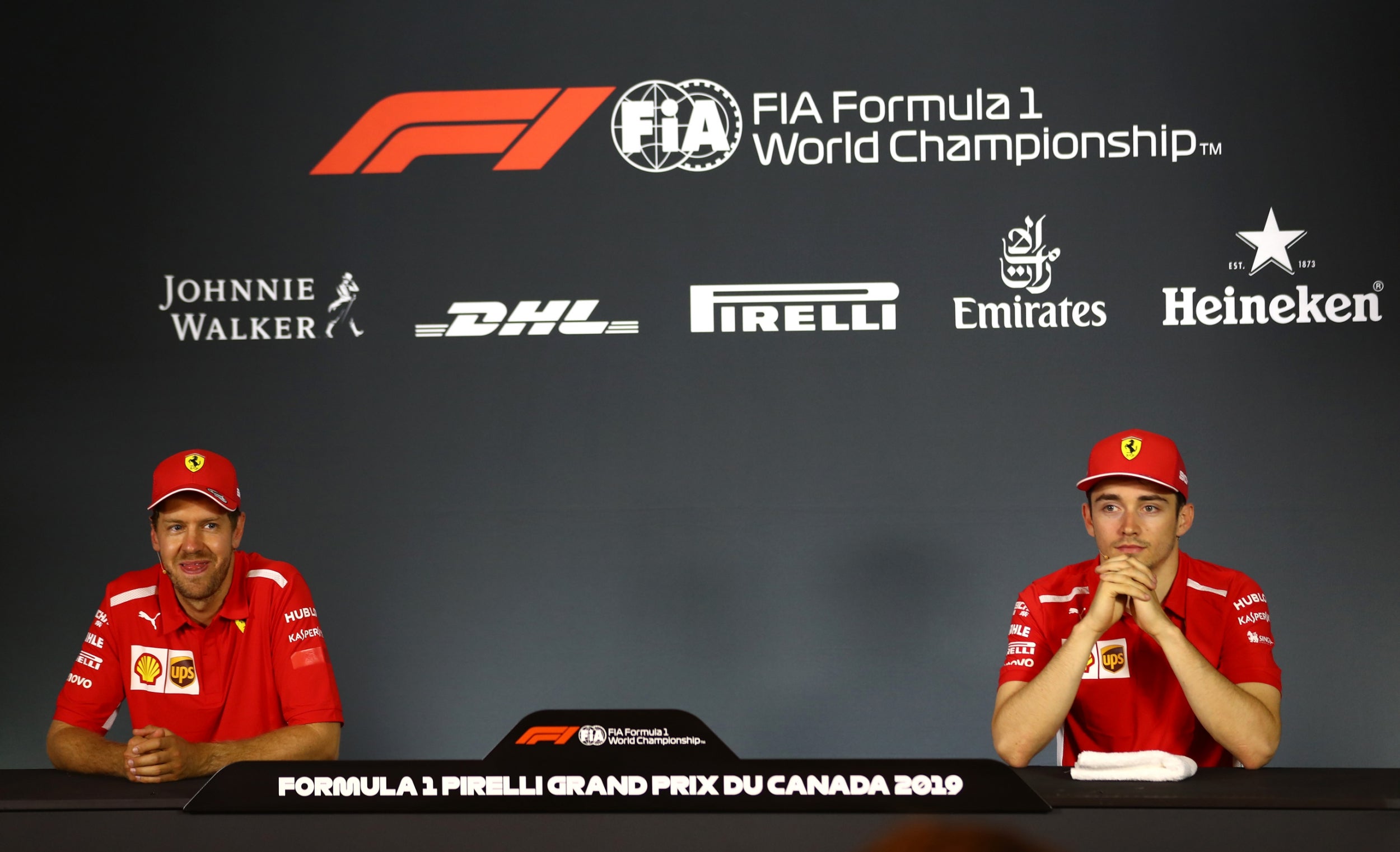 The Ferrari drivers after the race (Getty)