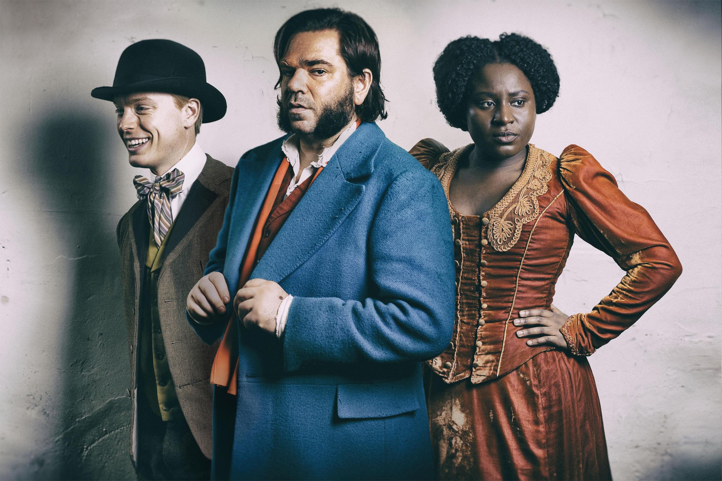 Freddie Fox as DC Wilbur Strauss, Matt Berry as DI Eli Rabbit and Susan Wokoma as Mabel Wisbech in 'Year of the Rabbit'