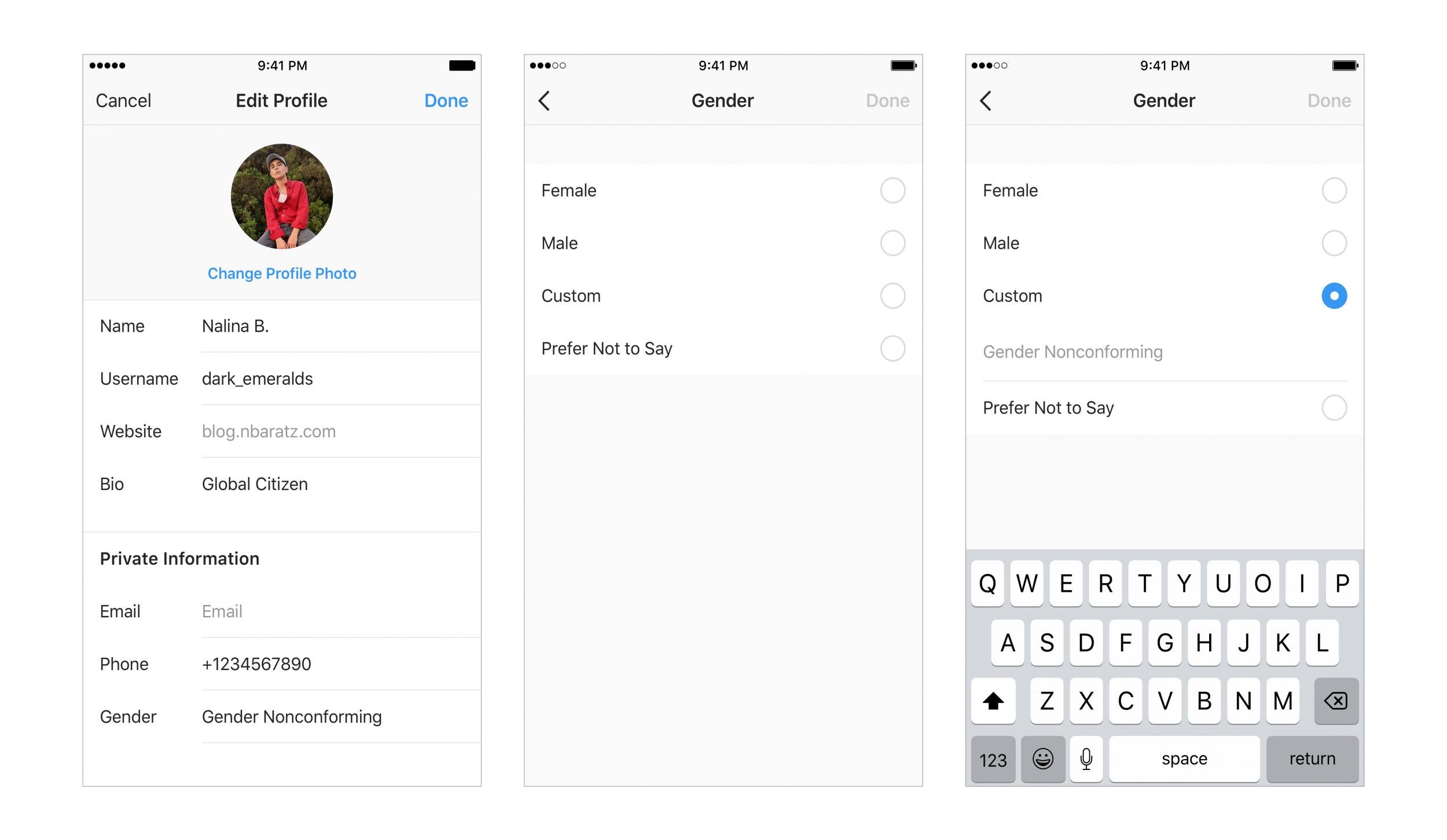 New gender options available on social media app