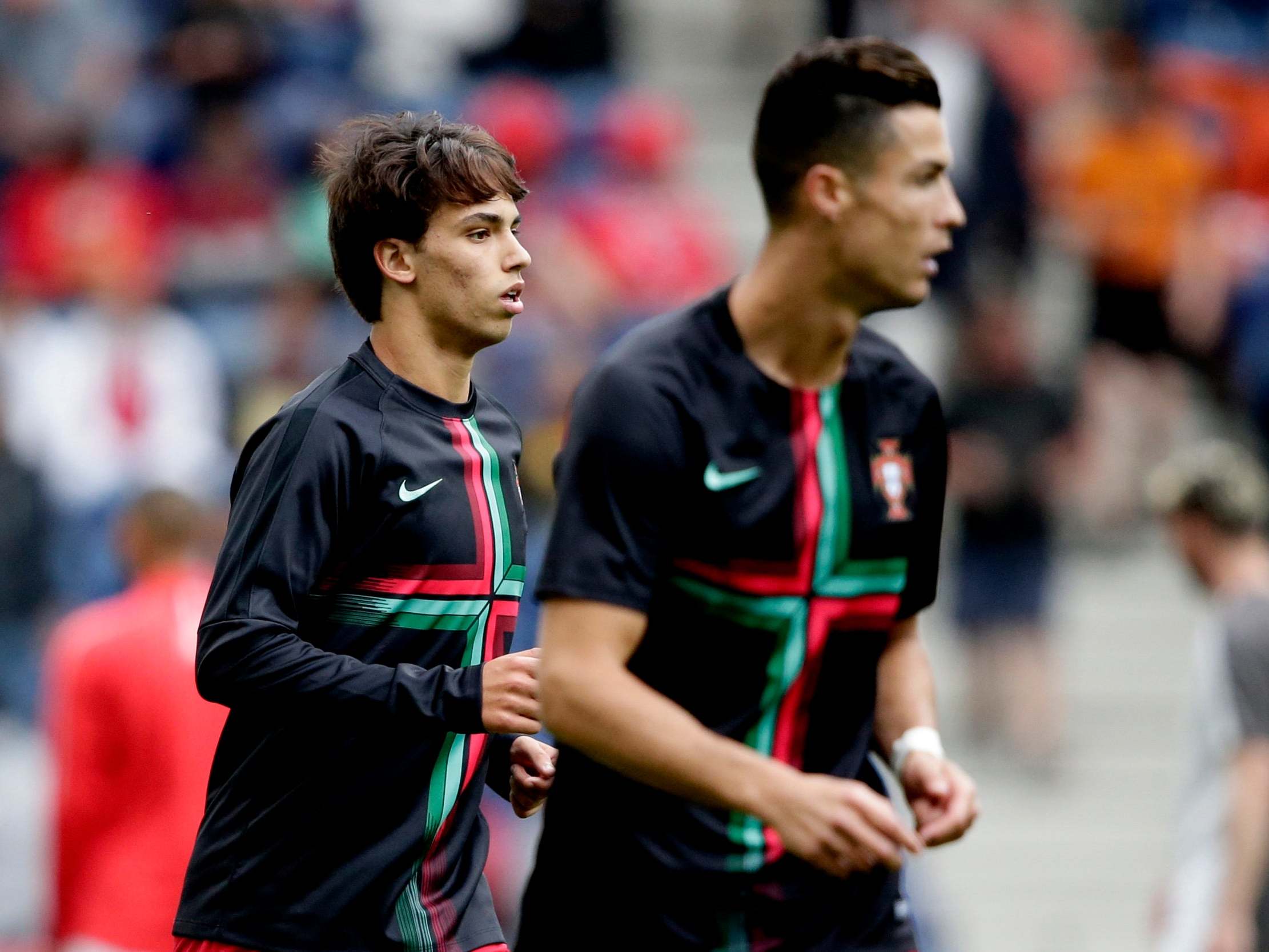 Felix with Cristiano Ronaldo on international duty with Portugal in the Nations League