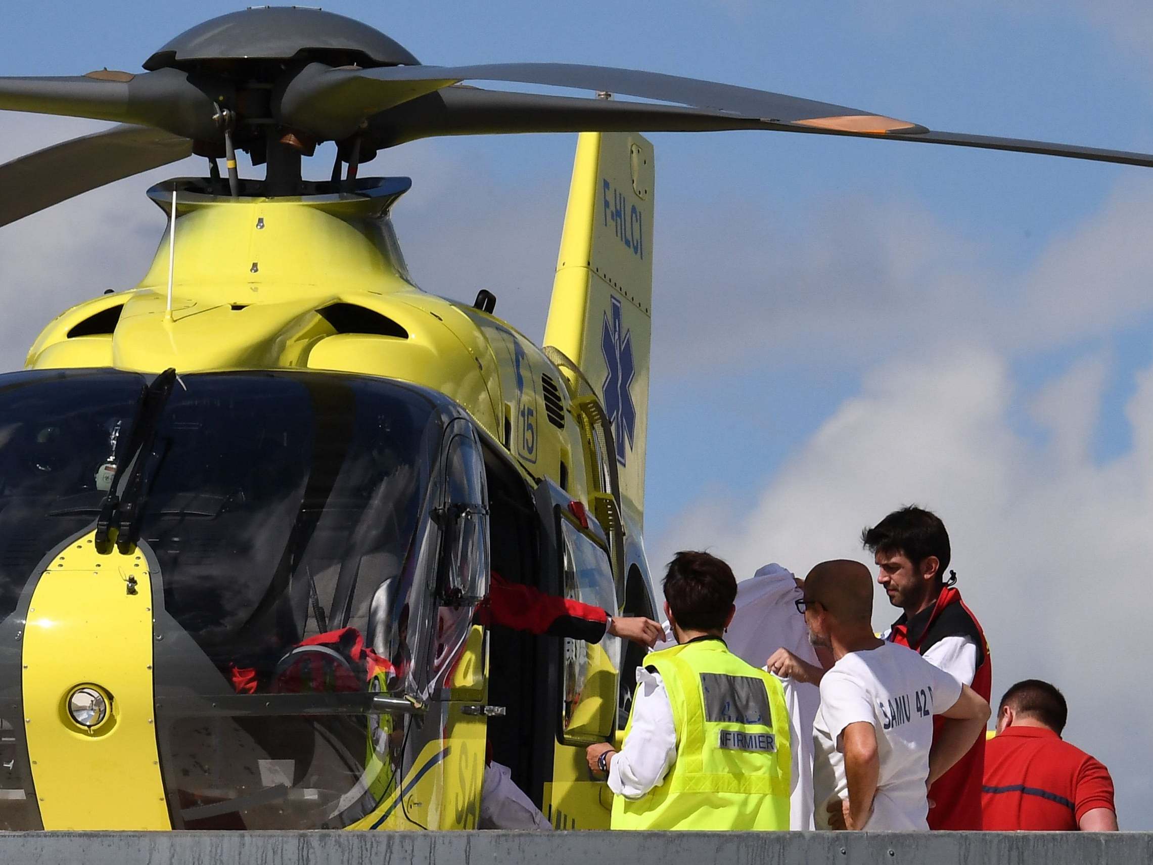 Chris Froome was airlifted to hospital following the crash