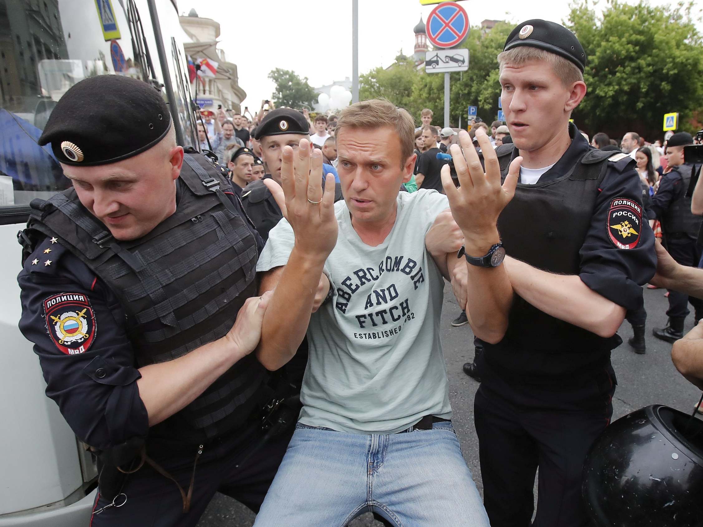 Mr Navalny after 2019 protest in Moscow