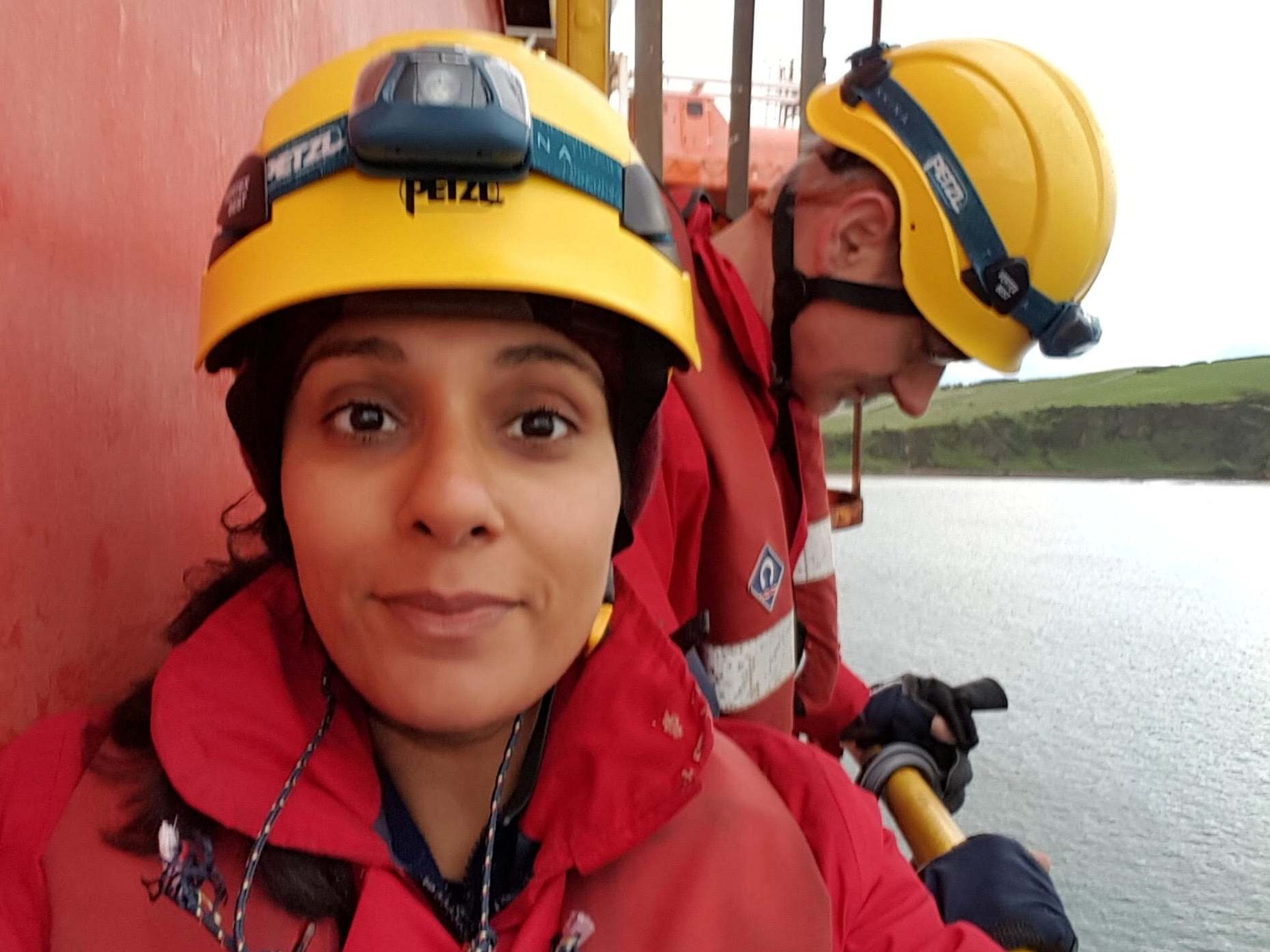 Greenpeace climbers on BP oil rig in Cromarty Firth, Scotland,