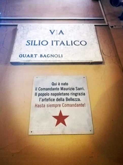 The plaque paying tribute to Sarri