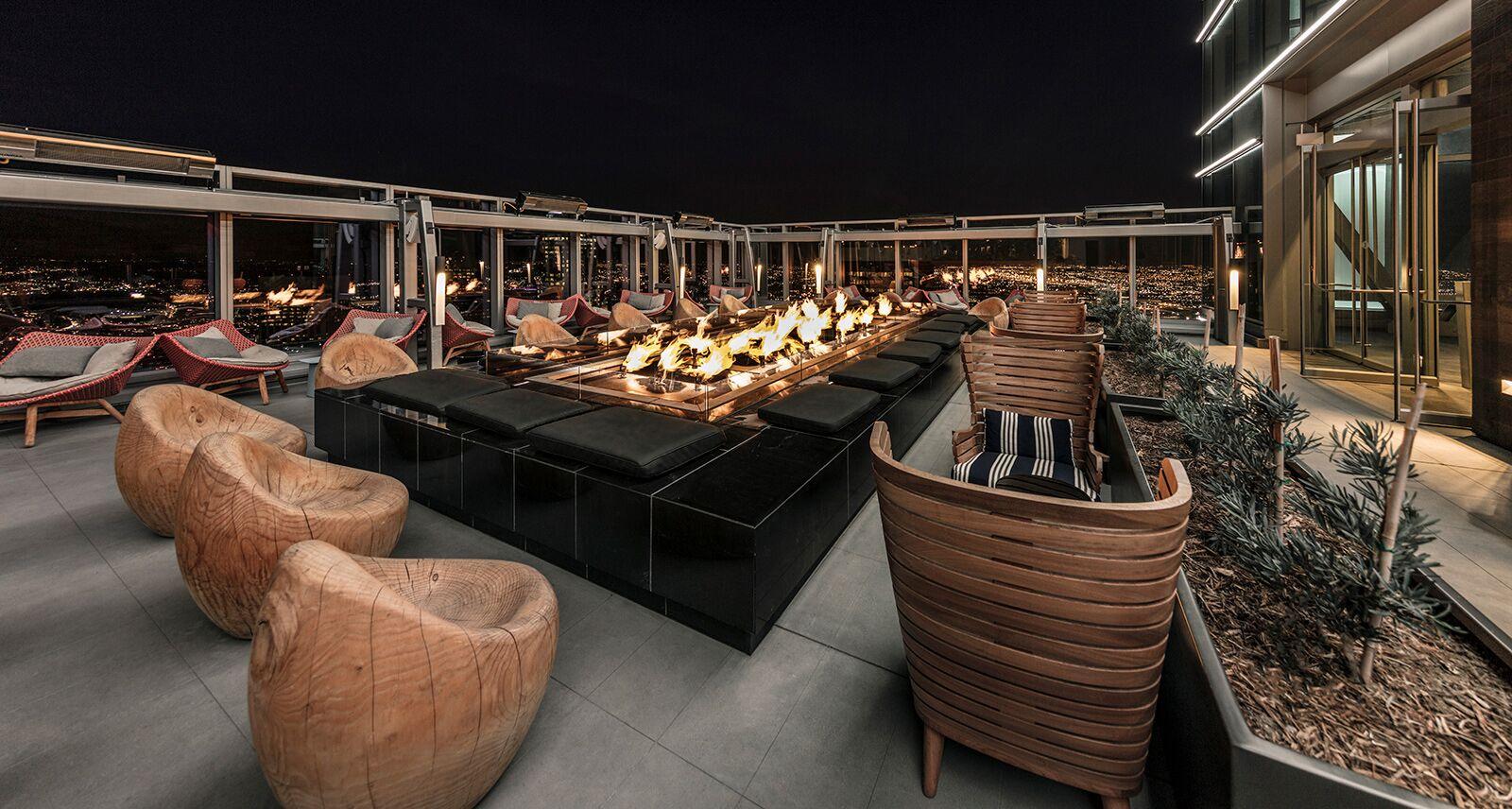 The fire pit at Spire 73, the tallest open-air bar in the western hemisphere