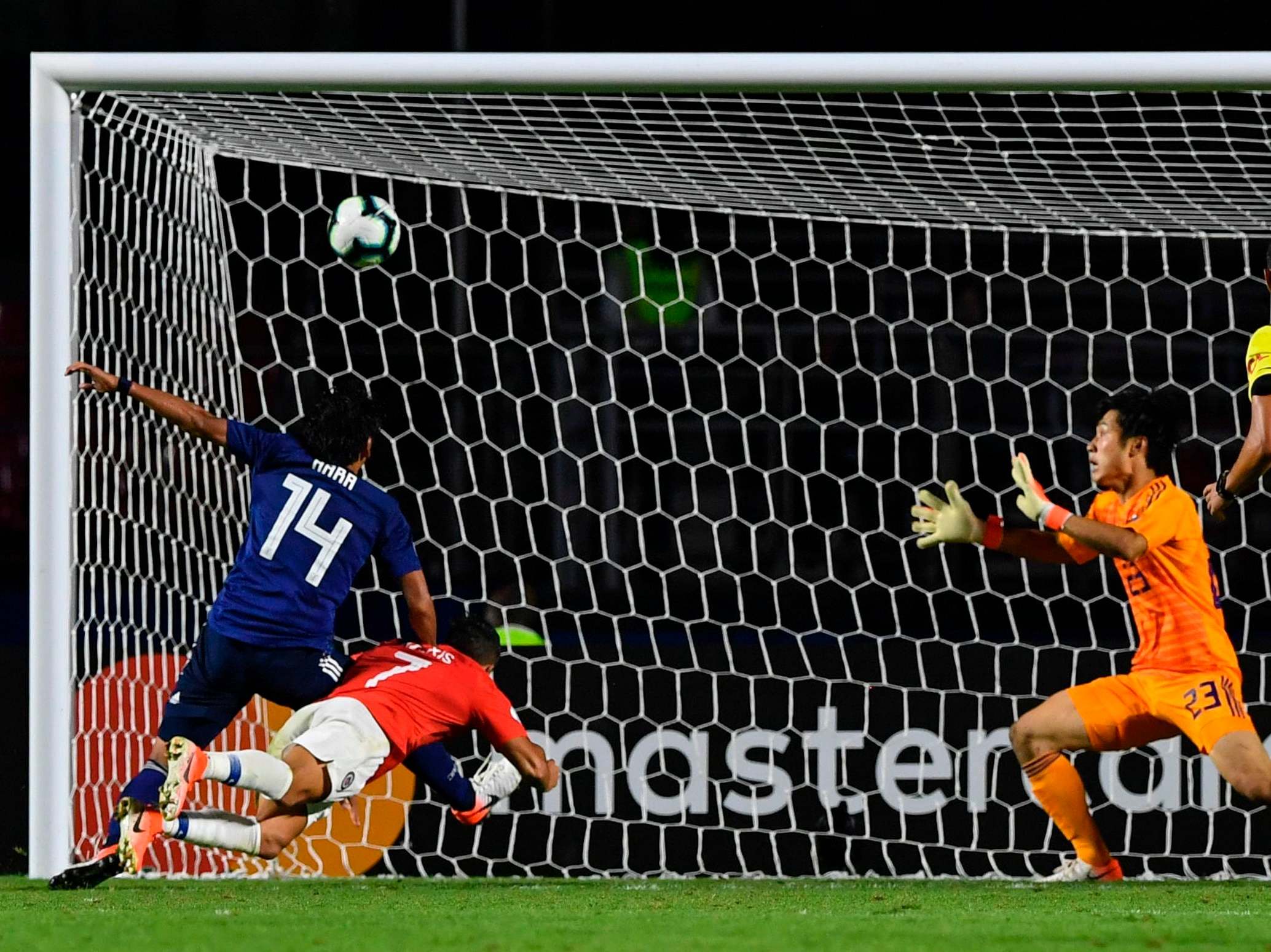 Sanchez headed in his goal from close range to extend Chile's lead