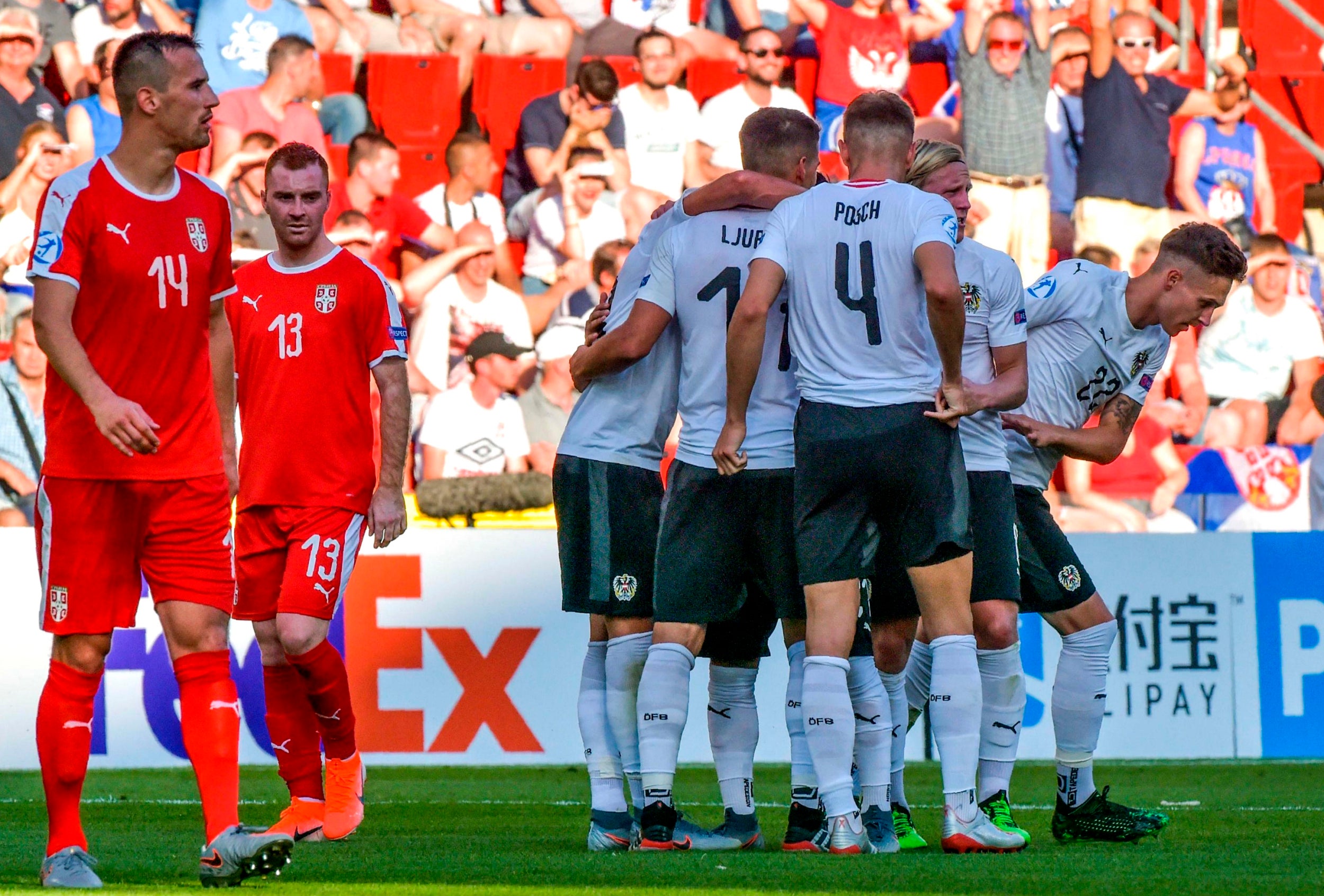 Austria celebrate Hannes Wolf's opener