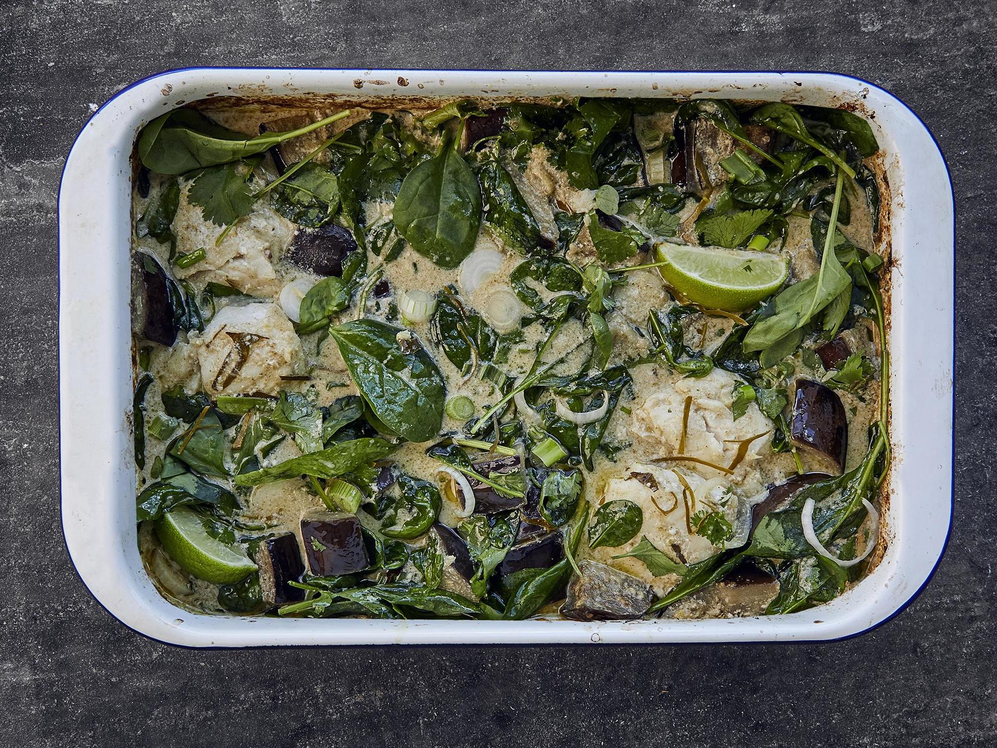 Spinach, limes and coconut create a verdant dish