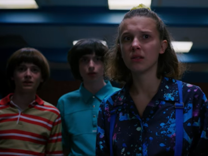 Eleven (centre) and the gang in Stranger Things season 3