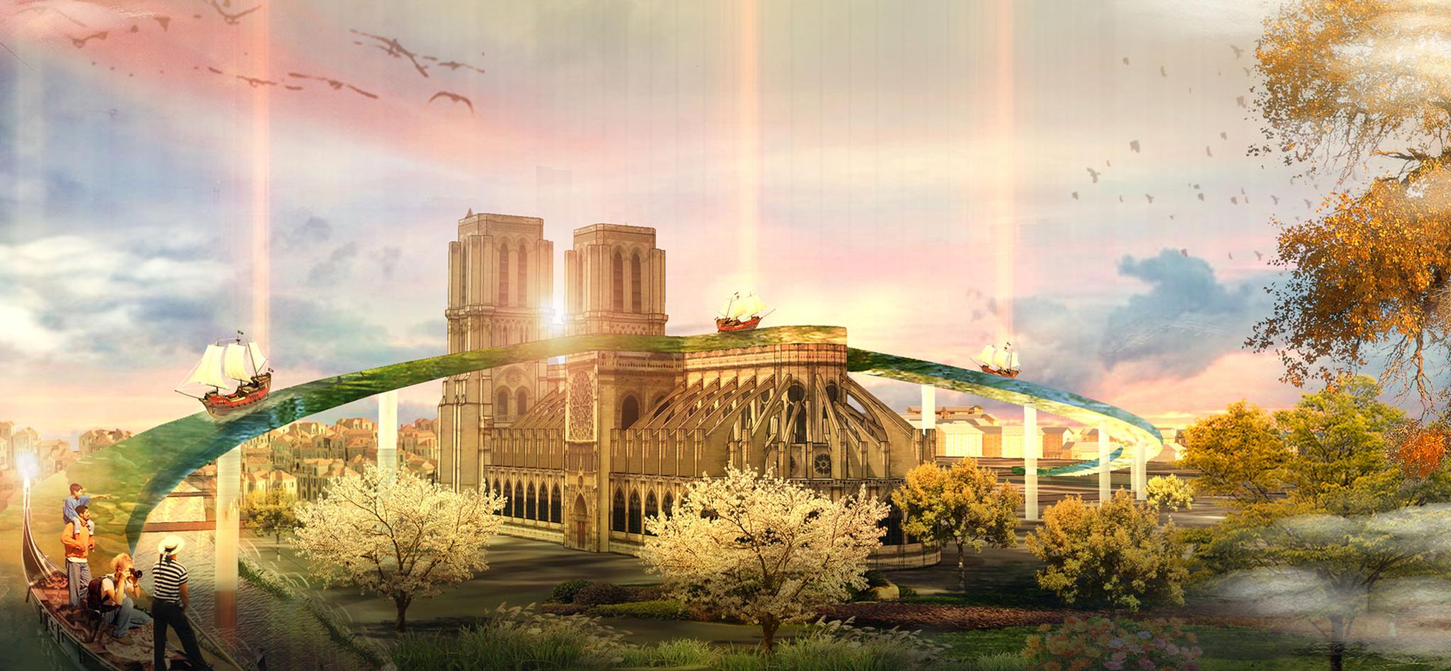 Architects Bay Huynh are yet to reveal how the water would be pumped up the waterway to the roof