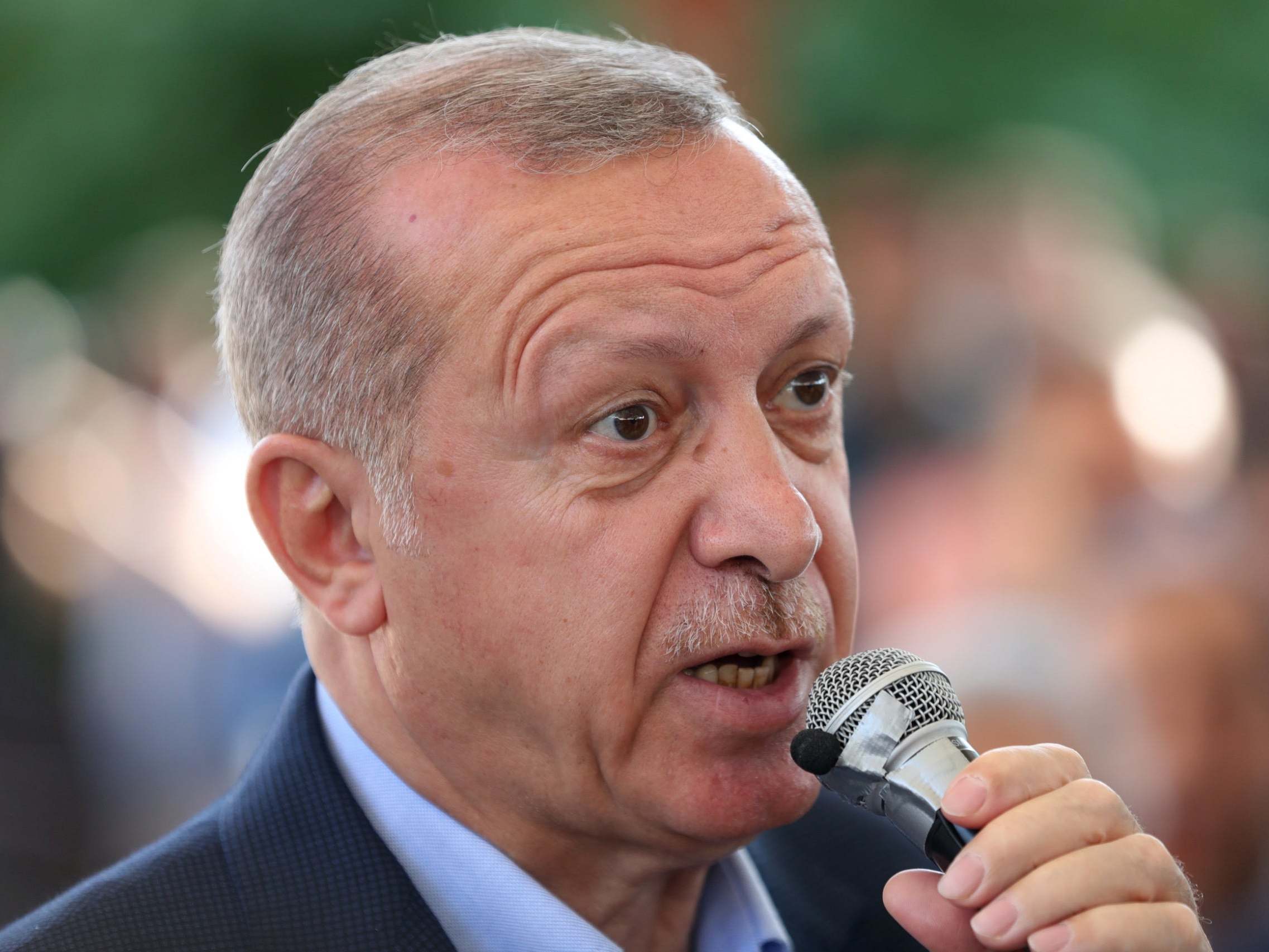 Turkish President Recep Tayyip Erdogan speaks at a funeral prayer in absentia for former Egyptian President Mohamed Morsi in Istanbul this week