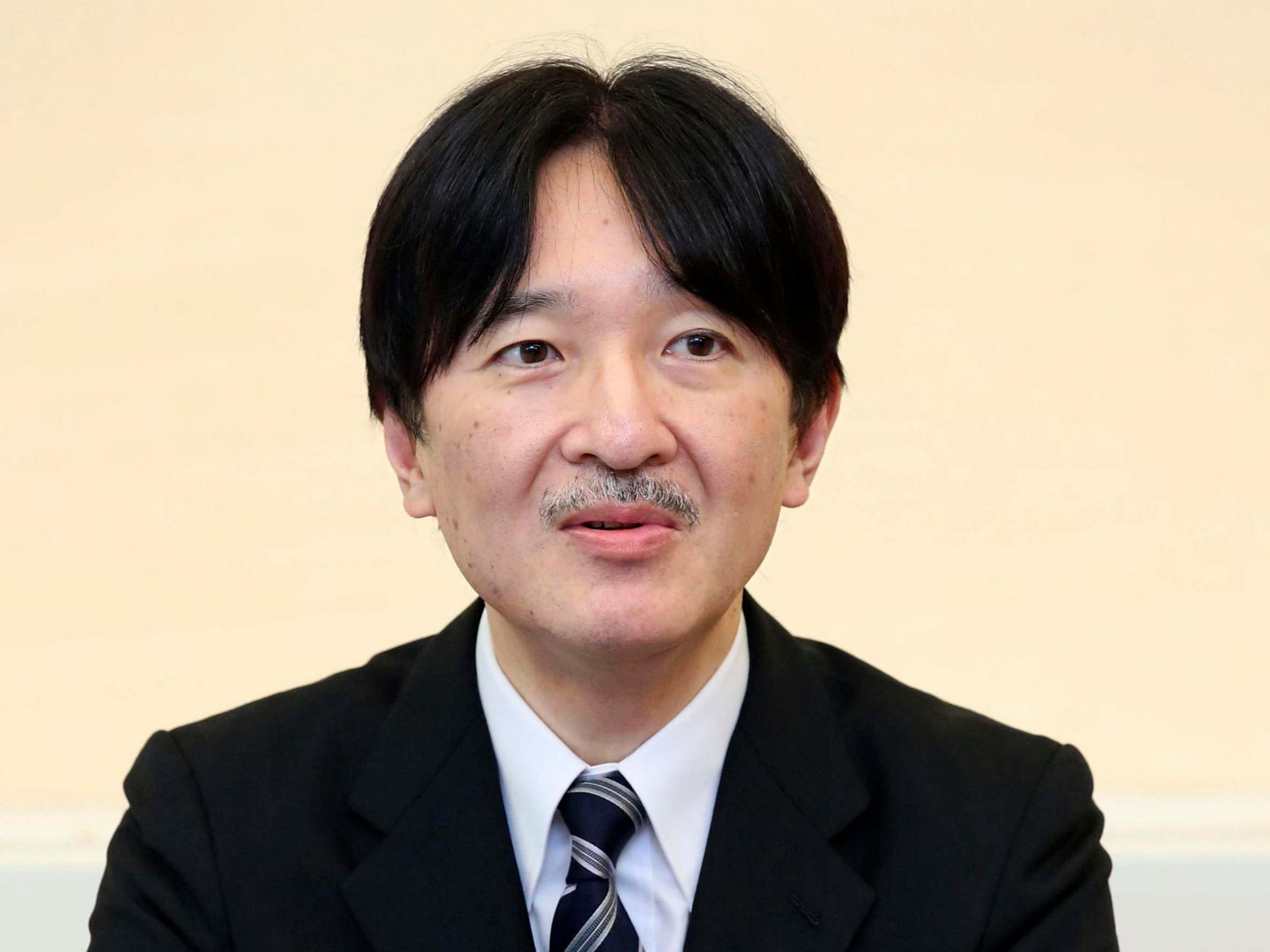 Japan's Crown Prince Akishino speaks during a press conference