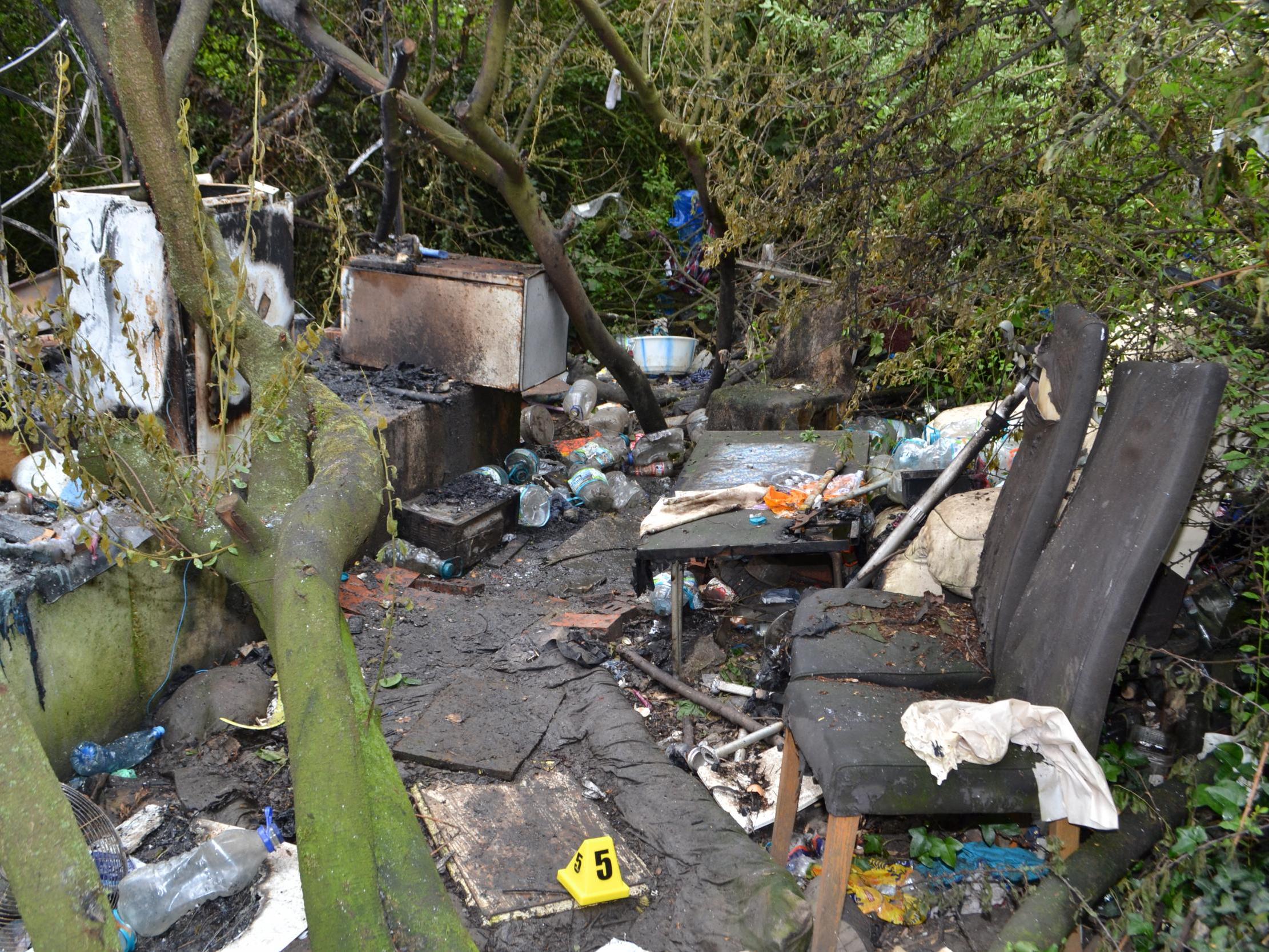 The victims had been living in a makeshift campsite in east London