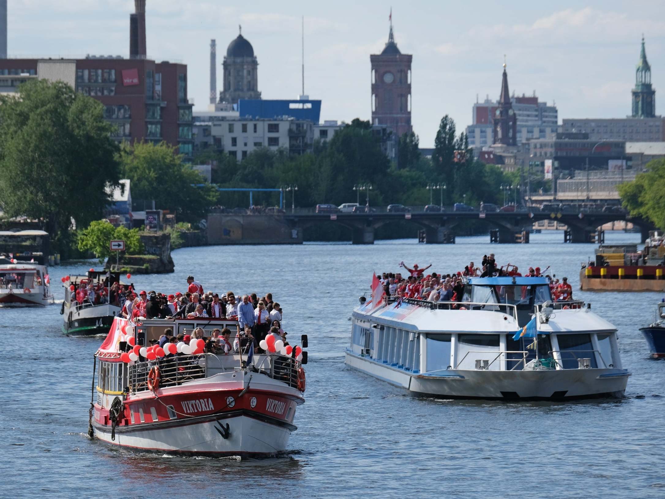 Boats on the Spree River in Berlin