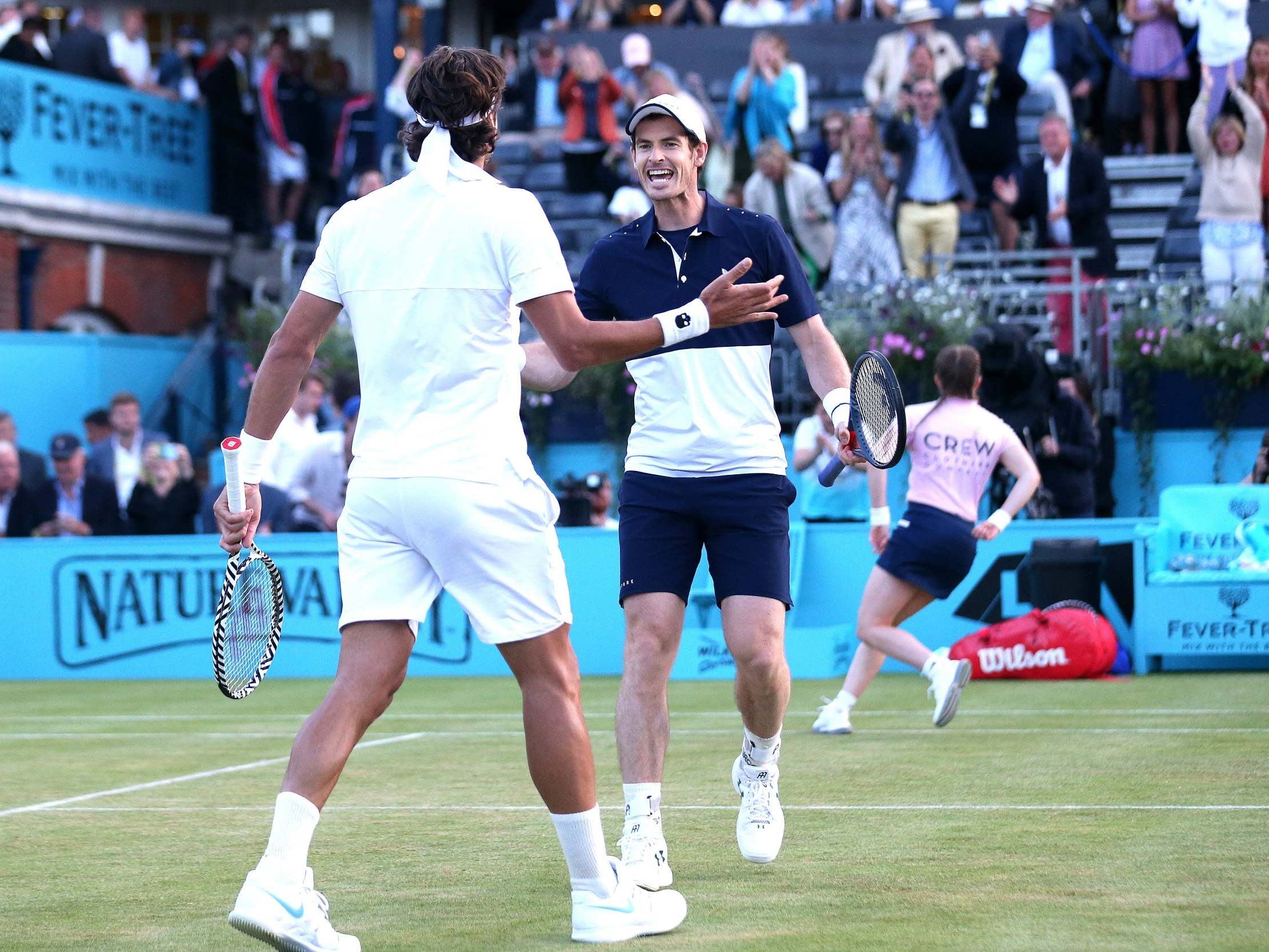 Andy Murray and Feliciano Lopez celebrate their victory at Queen’s Club