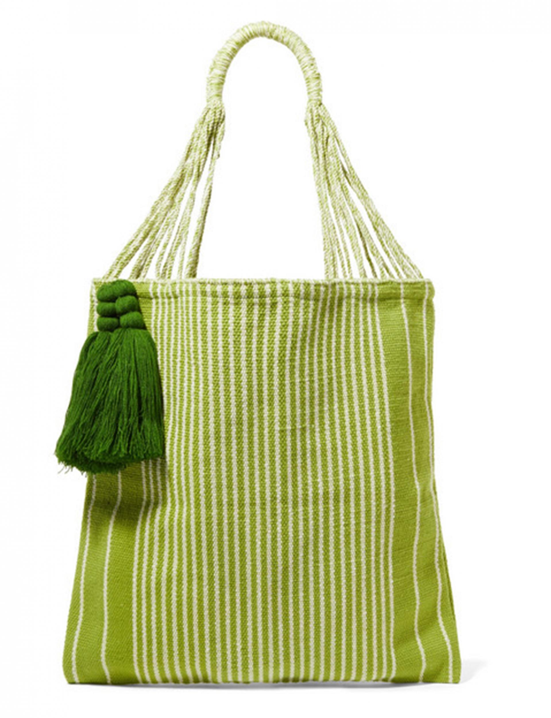 Bianca tasseled striped crocheted cotton-blend tote, ?115