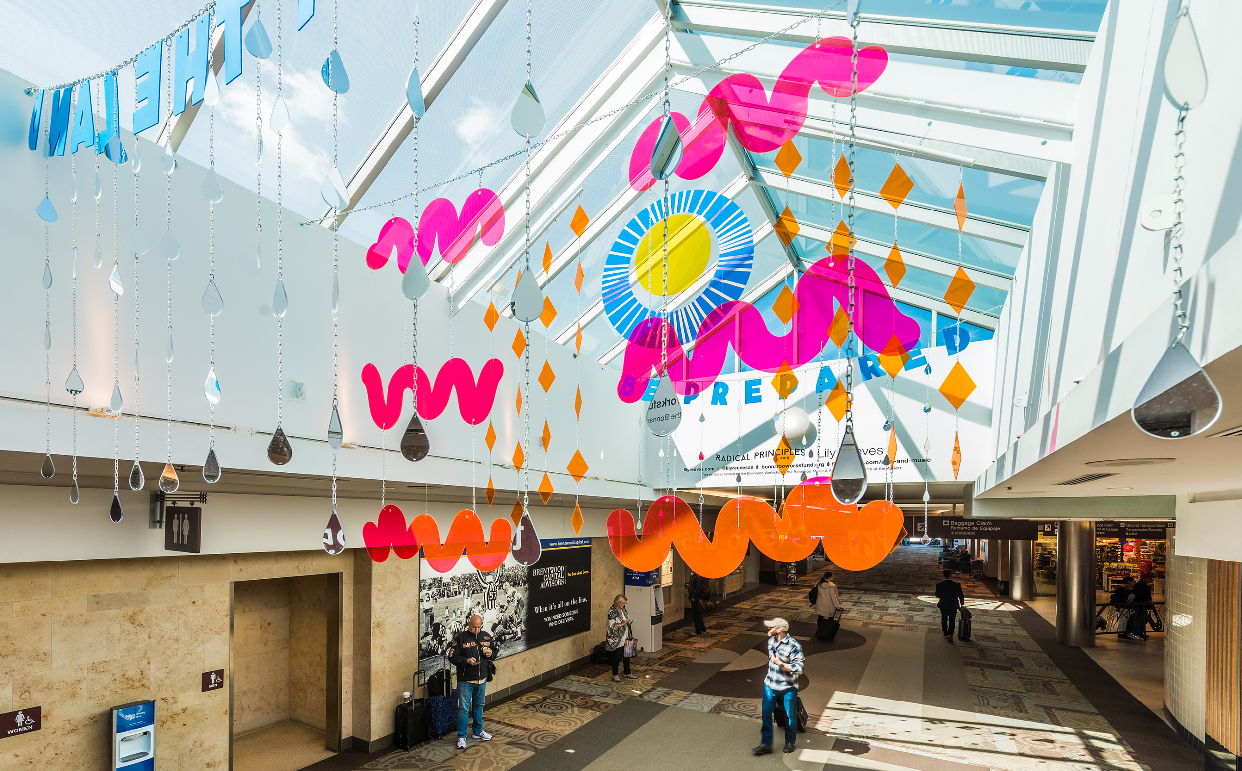 High art: mobiles adorn the ceiling at the Tennessee hub (Nashville International airport)