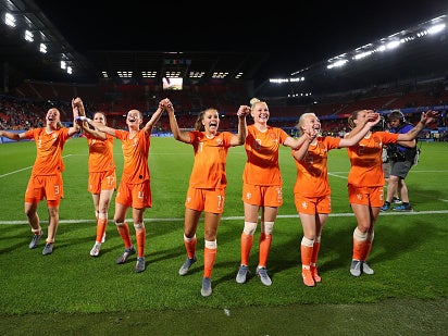 The Netherlands celebrate after the final whistle