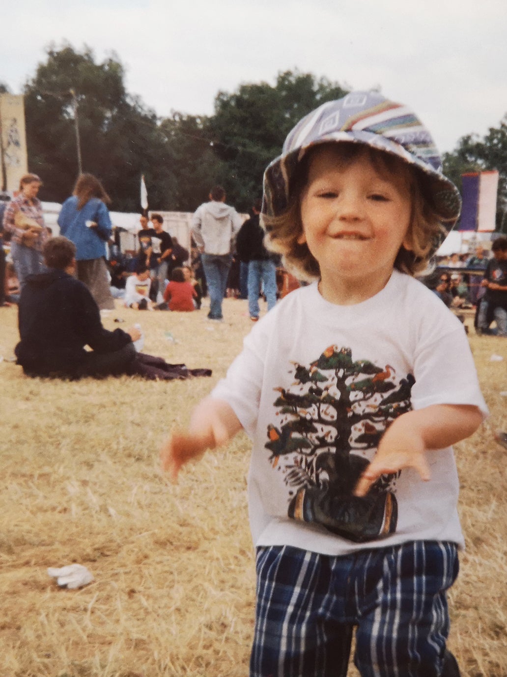 A far younger Adam White, aged around 2 or 3, at an early 1990s Glastonbury