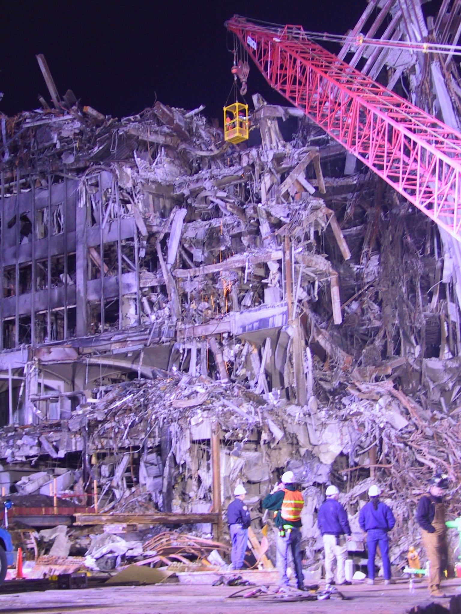 The photographs were shot among the rubble of the World Trade Centre towers during the clean-up operation between September and October 2001.