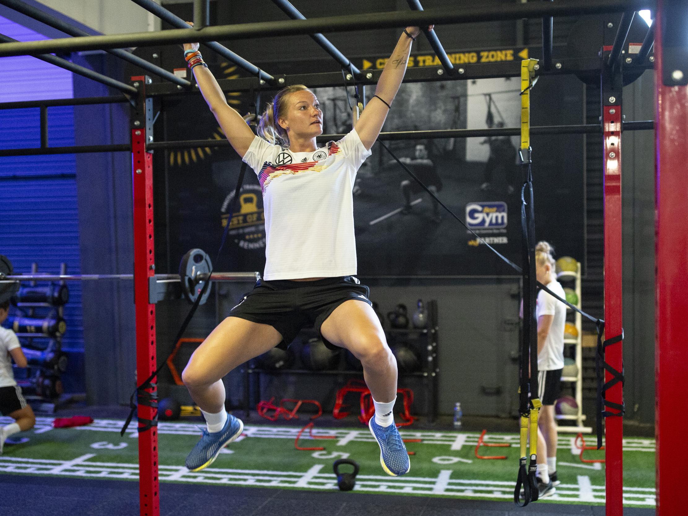 Alexandra Popp in training ahead of Germany’s quarter-final against Sweden