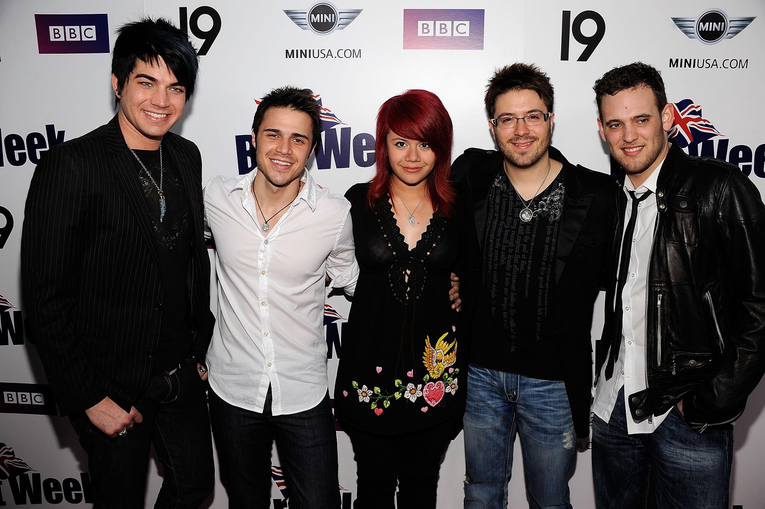 From left: Adam Lambert with fellow top five American Idol finalists Kris Allen, Allison Iraheta, Danny Gokey, Matt Giraud in 2009