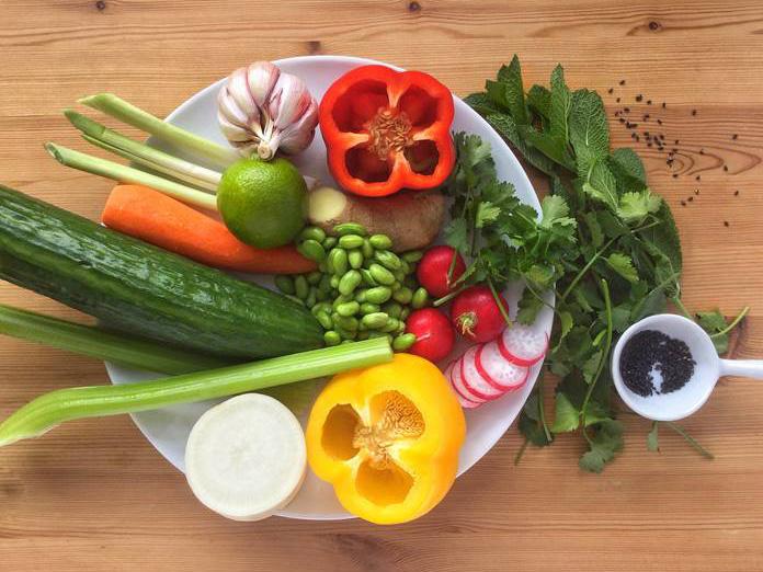 Ingredients for the cucumber salad with ginger sesame dressing