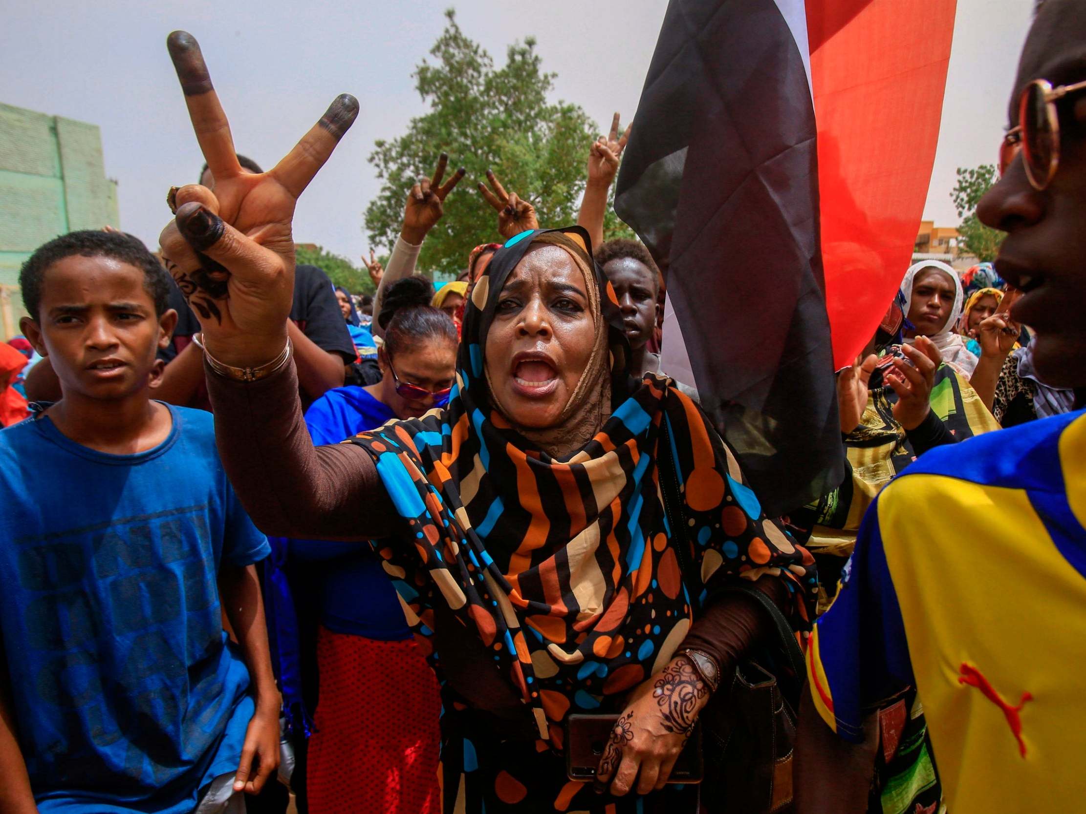 Protesters at mass demonstration in Khartoum against the ruling generals on June 30