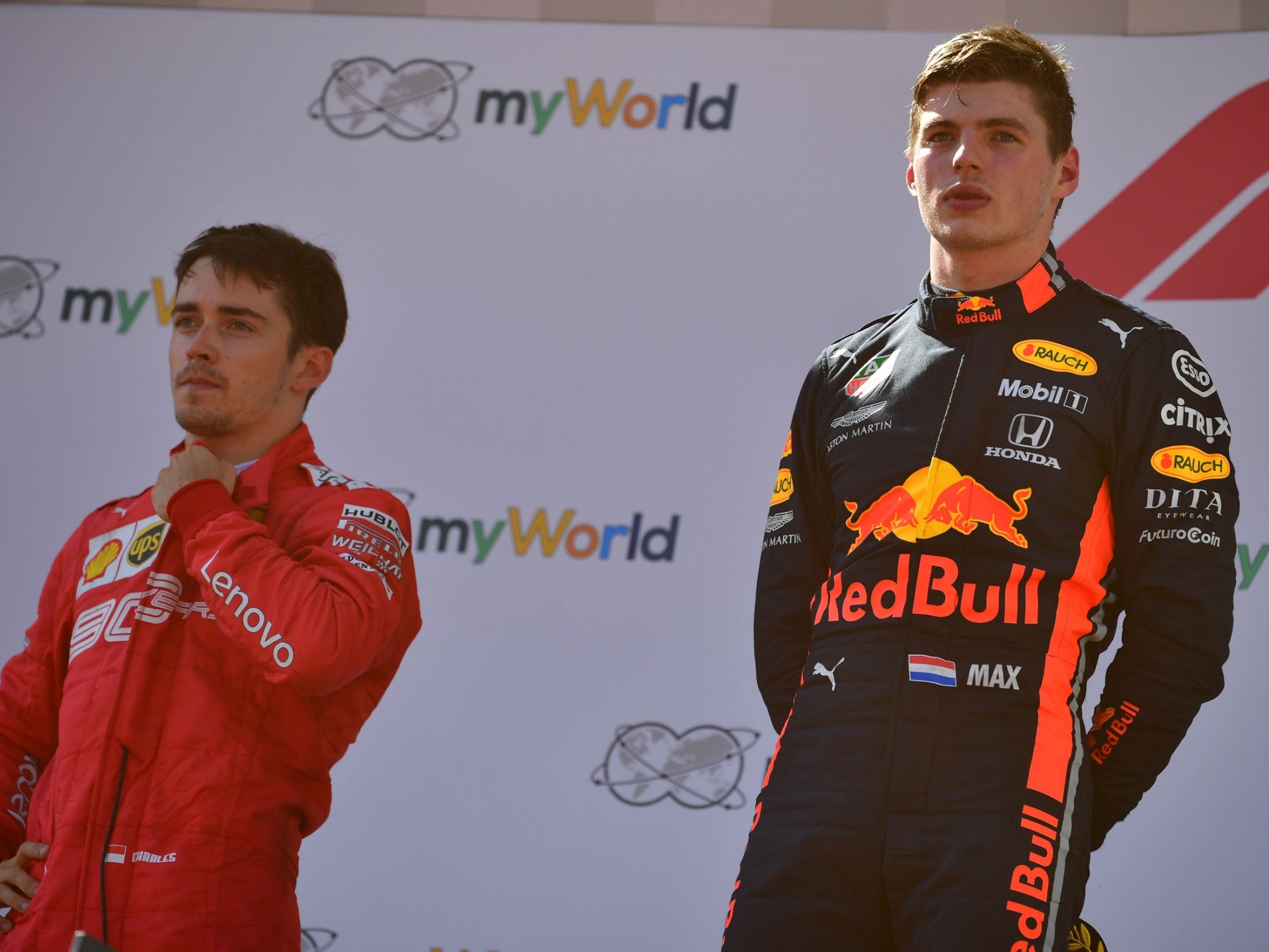 Verstappen is under investigation after making contact with Leclerc (AFP/Getty)