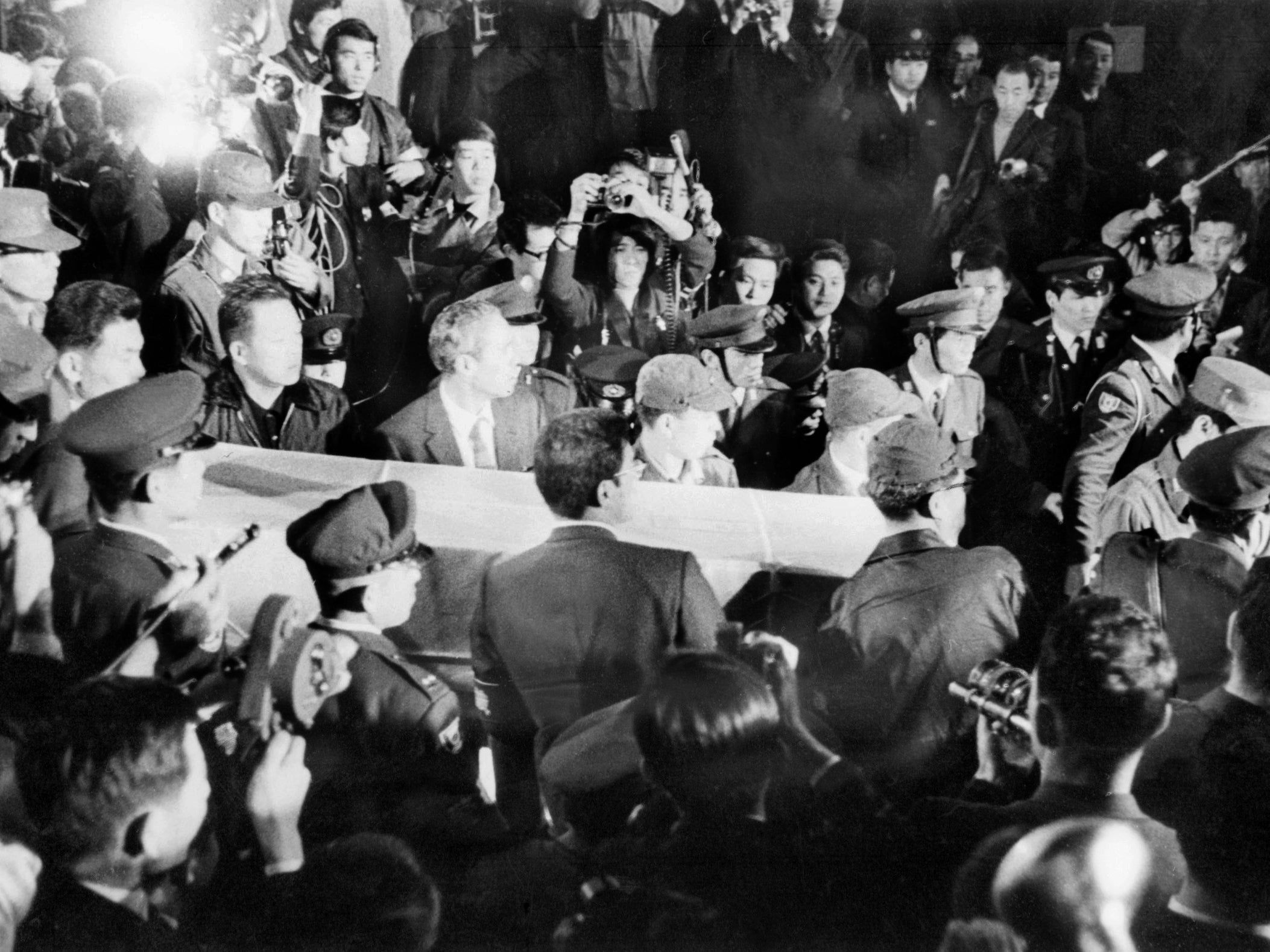 Mishima’s coffin is carried by members of the Japanese Ground Self Defence Force