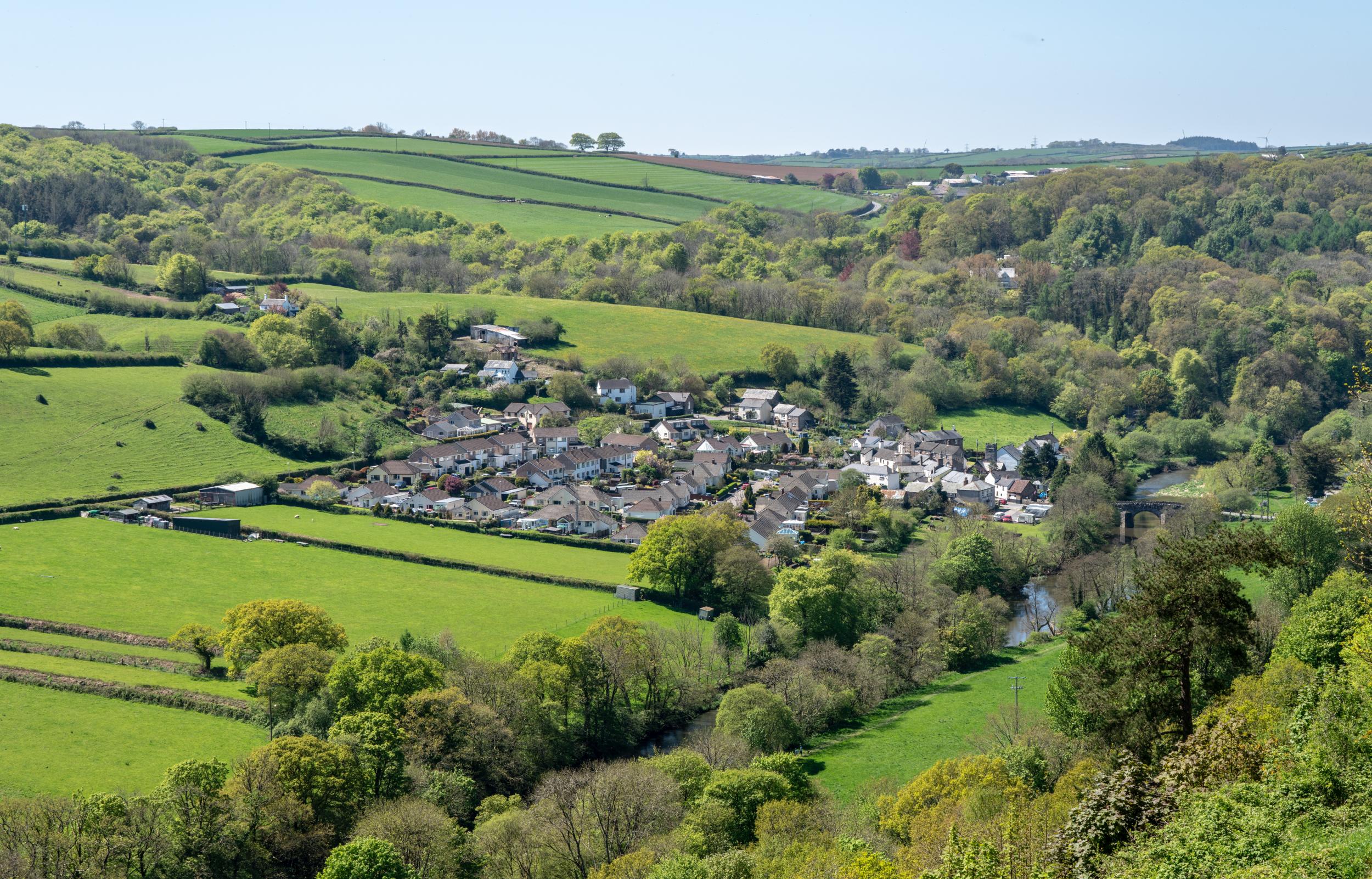 Aerial view of Taddiport near Torrington in Devon