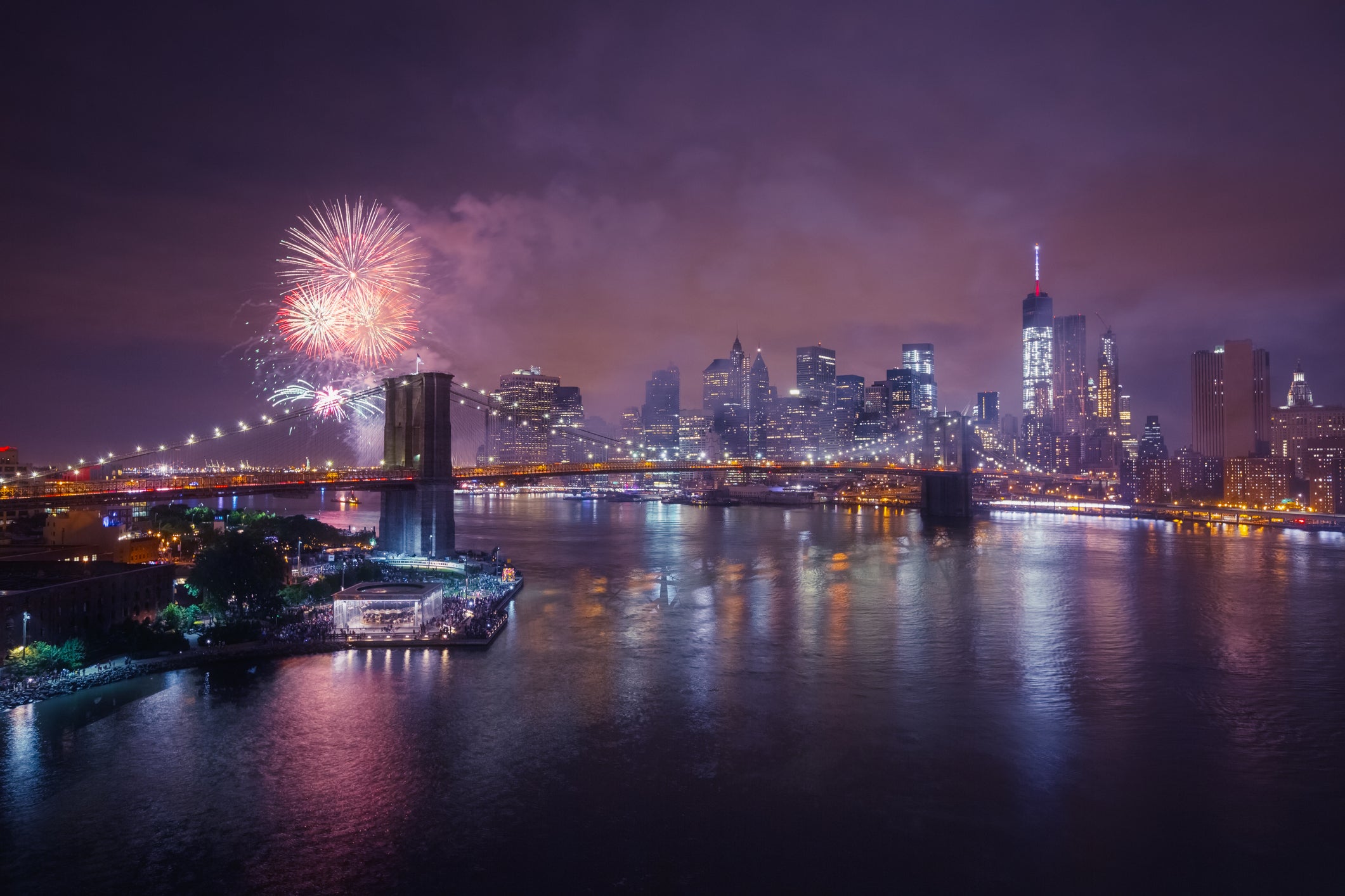 This year’s fireworks display will light up the New York skyline from Brooklyn Bridge