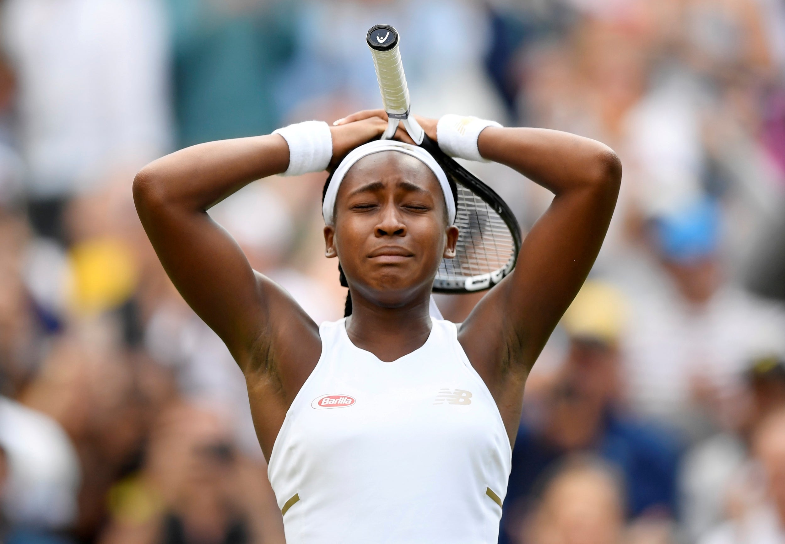 Cori Gauff reacts to her victory over Venus Williams (Reuters)