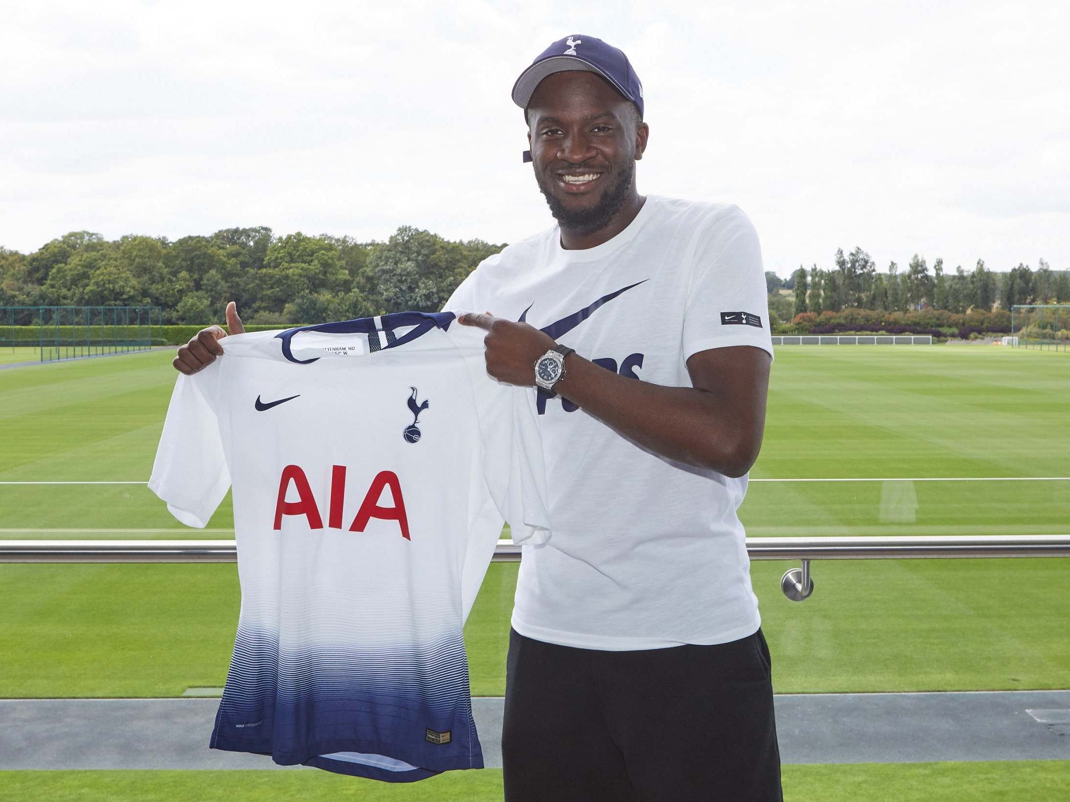 Tanguy Ndombele is presented at Tottenham’s Enfield training ground