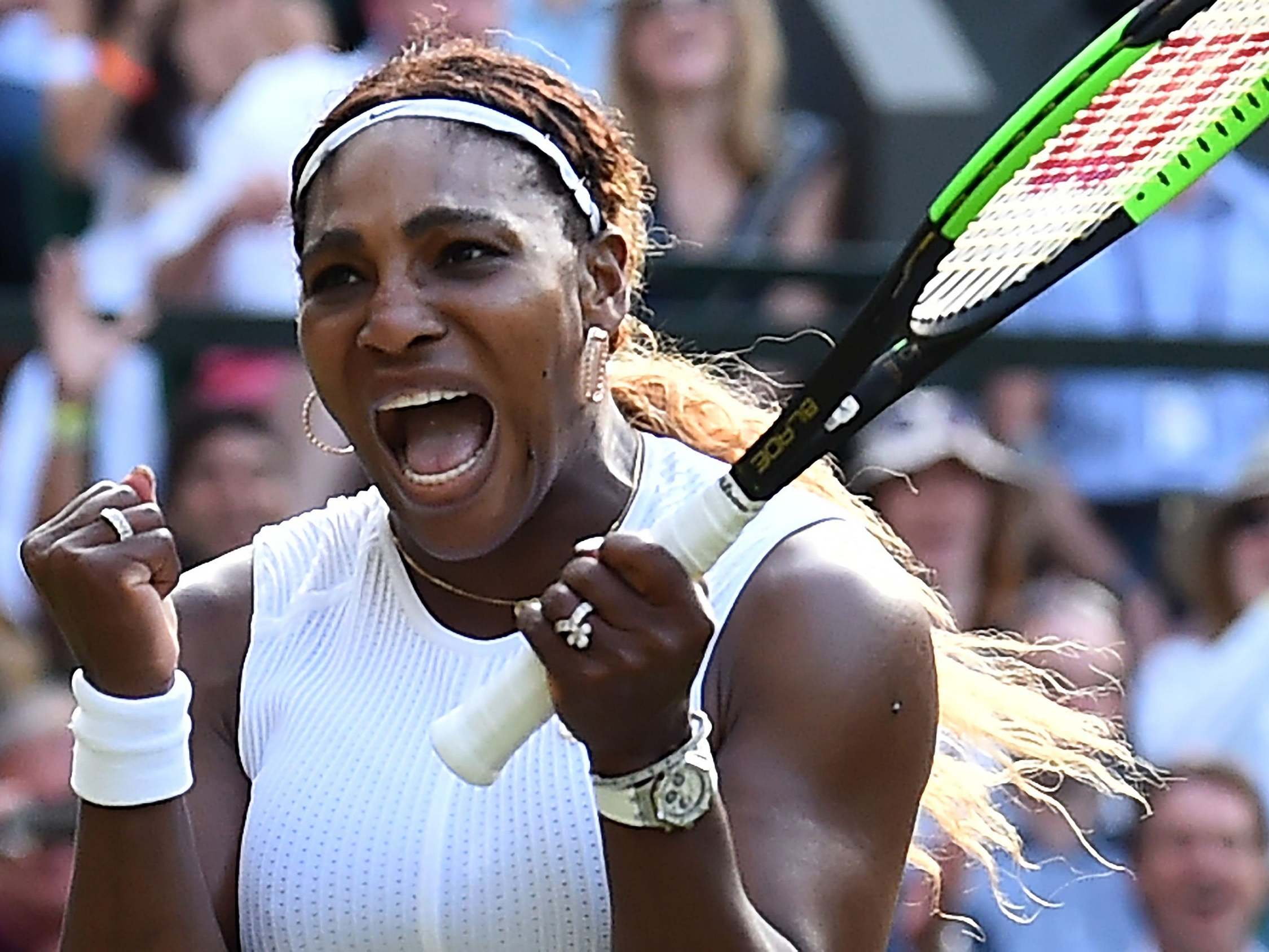 Serena Williams celebrates at Wimbledon