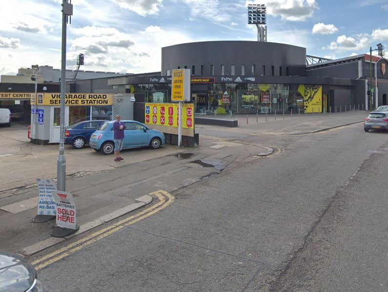 Vicarage Road in Watford where police have erected a cordon