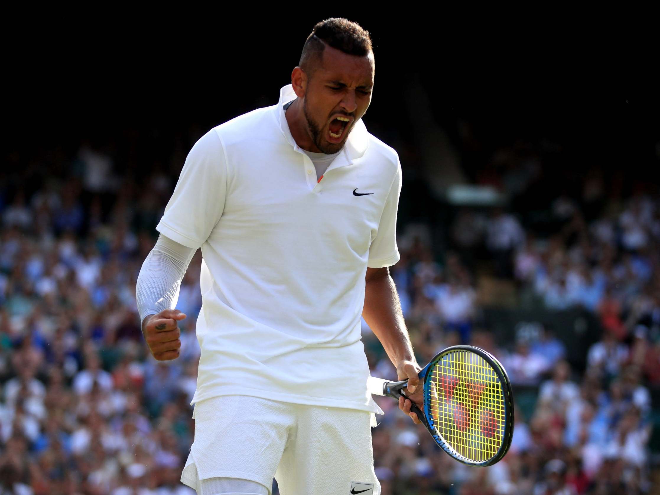 Nick Krygios reacts during his match with Rafael Nadal