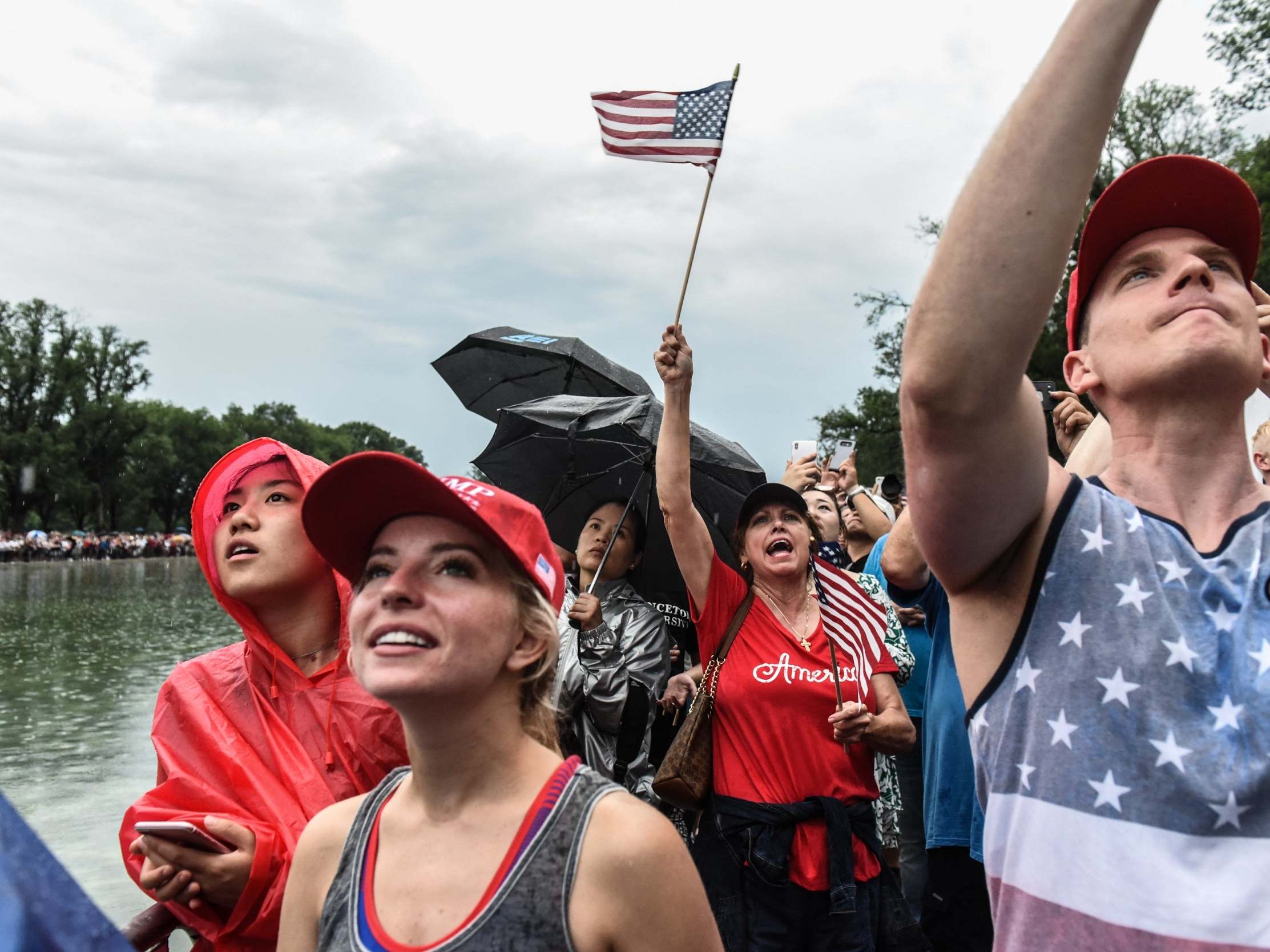 Trump supporters listen to president's speech