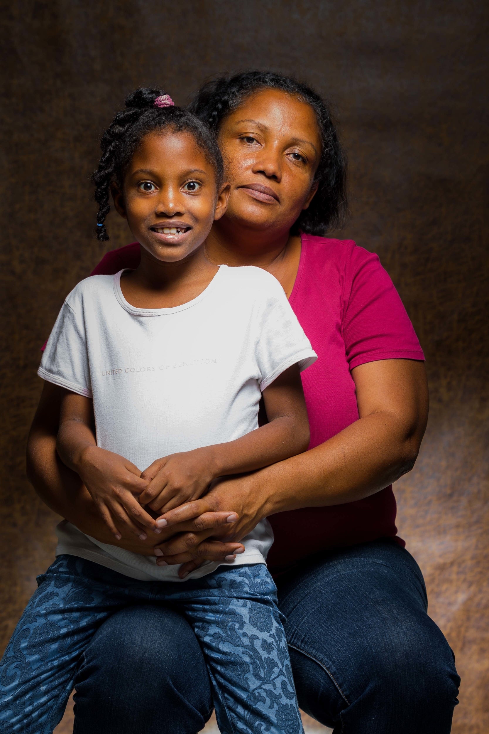 Ines Zarza poses with her 7-year-old daughter Maria Elena. Maria Elena was diagnosed with severe sickle cell disease after a cerebrovascular accident in 2016