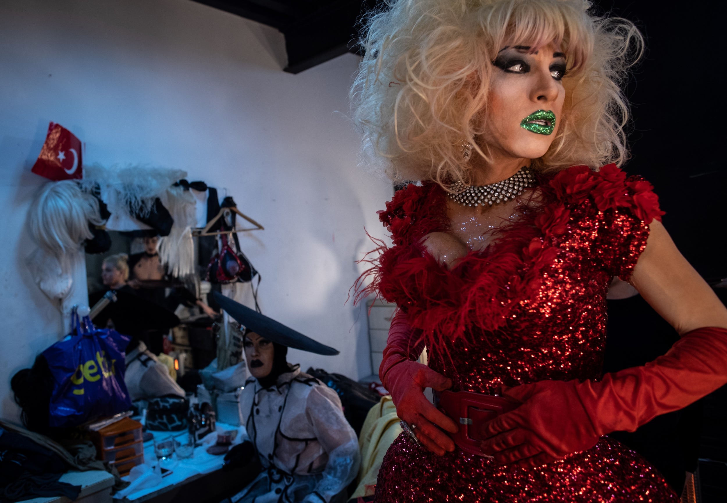 Turkish Drag Queen Matmazel Coco gets ready to perform at the night club in Istanbul. Transgender rights activist, actress, and drag queen, Seyhan Arman (39) was born in Adana and left her family home when she was 15-years-old to work as a DJ at a local radio station.