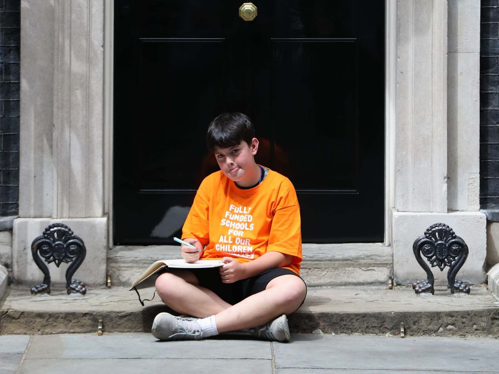 Jess Phillips’ son Danny was left on the steps of Downing Street as part of the protest