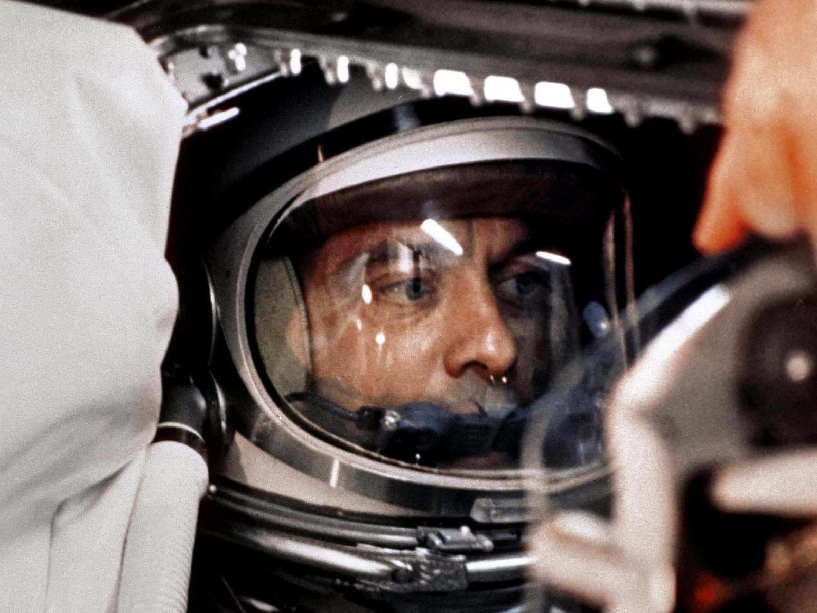 US astronaut Alan B Shepard Jr sitting in his Freedom 7 Mercury capsule, ready for launch on 5 May 1961. Just 23 days earlier, Soviet cosmonaut Yuri Gagarin had become the first man in space. After several delays and more than four hours in the capsule, Shepard was ready to go, and he famously urged mission controllers to “fix your little problem and light this candle”.