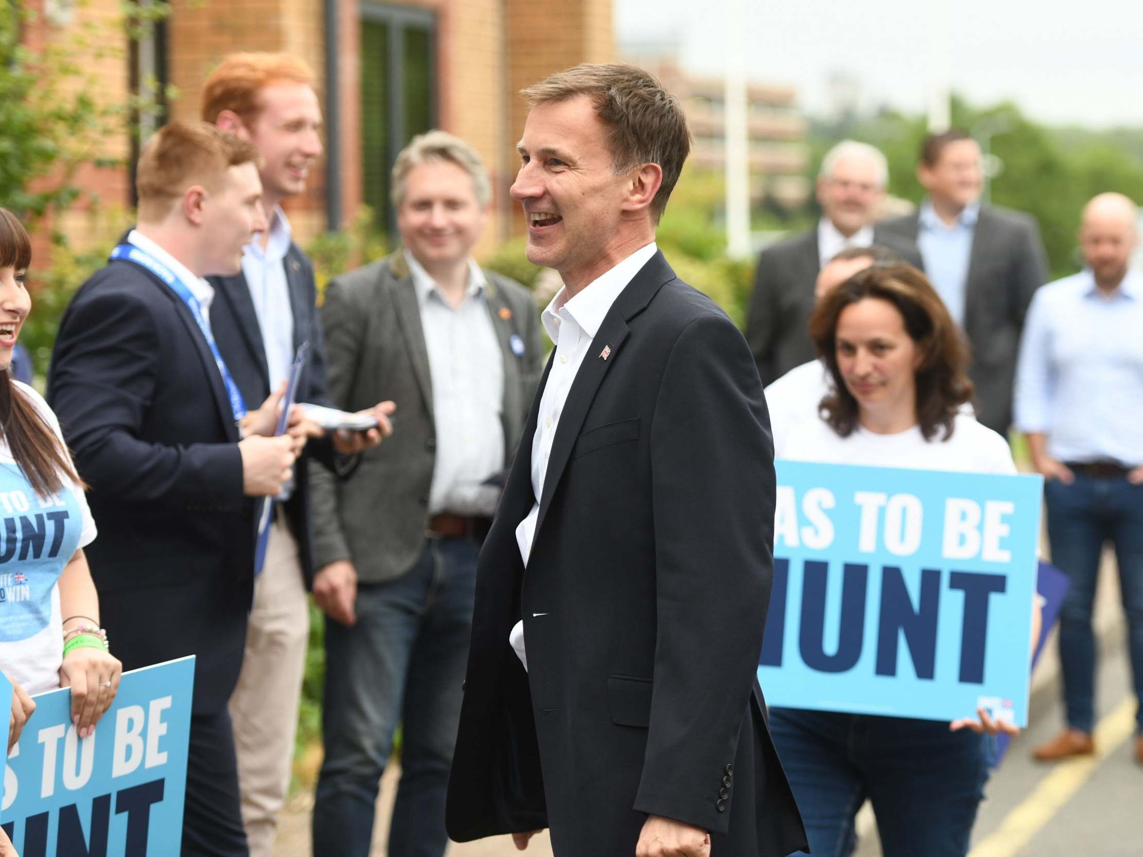 Hunt arrives at the Tory leadership hustings in Cardiff